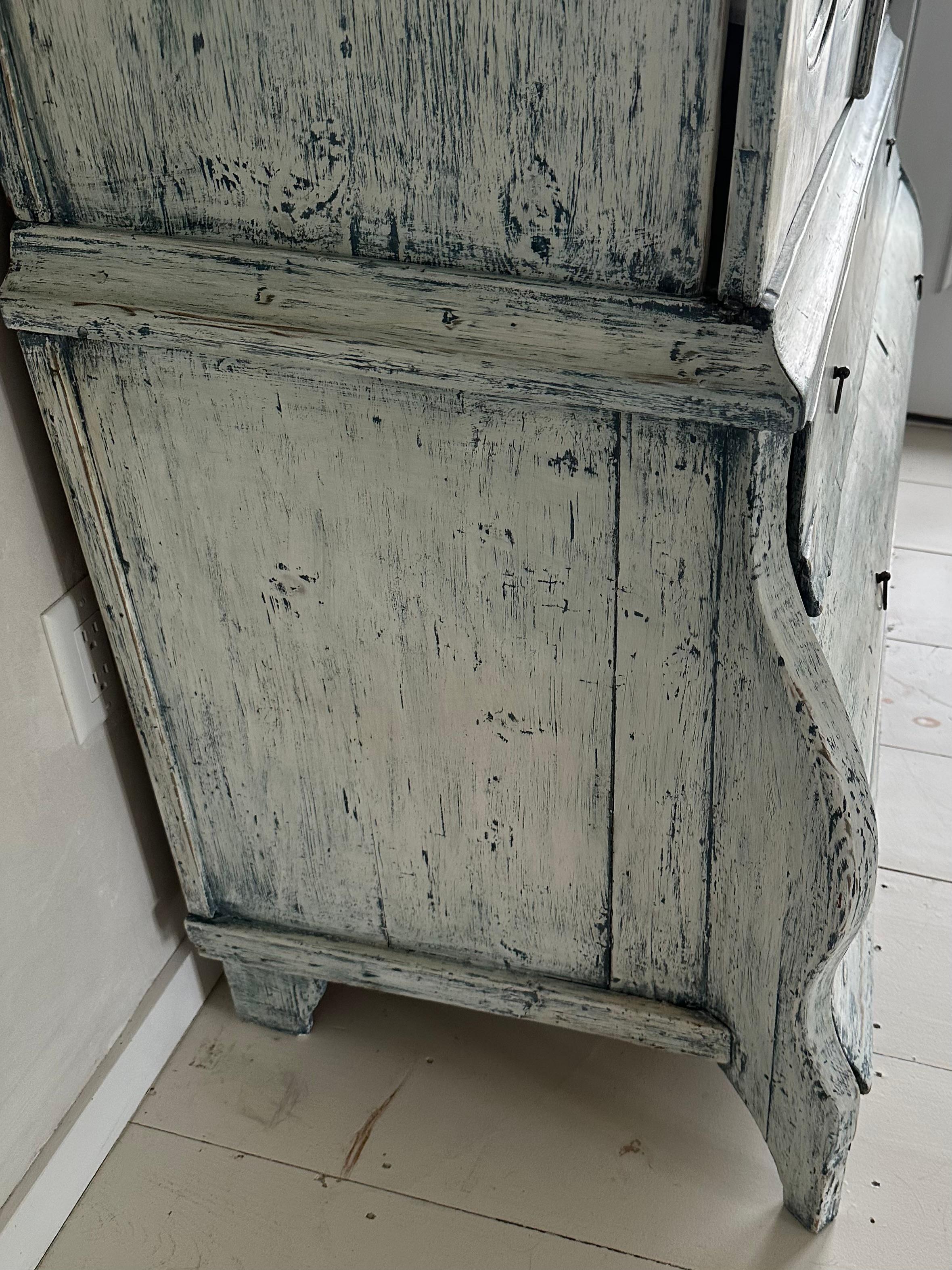 Antiguo Armario de Prensa de Lino Pintado en Holanda en venta 5