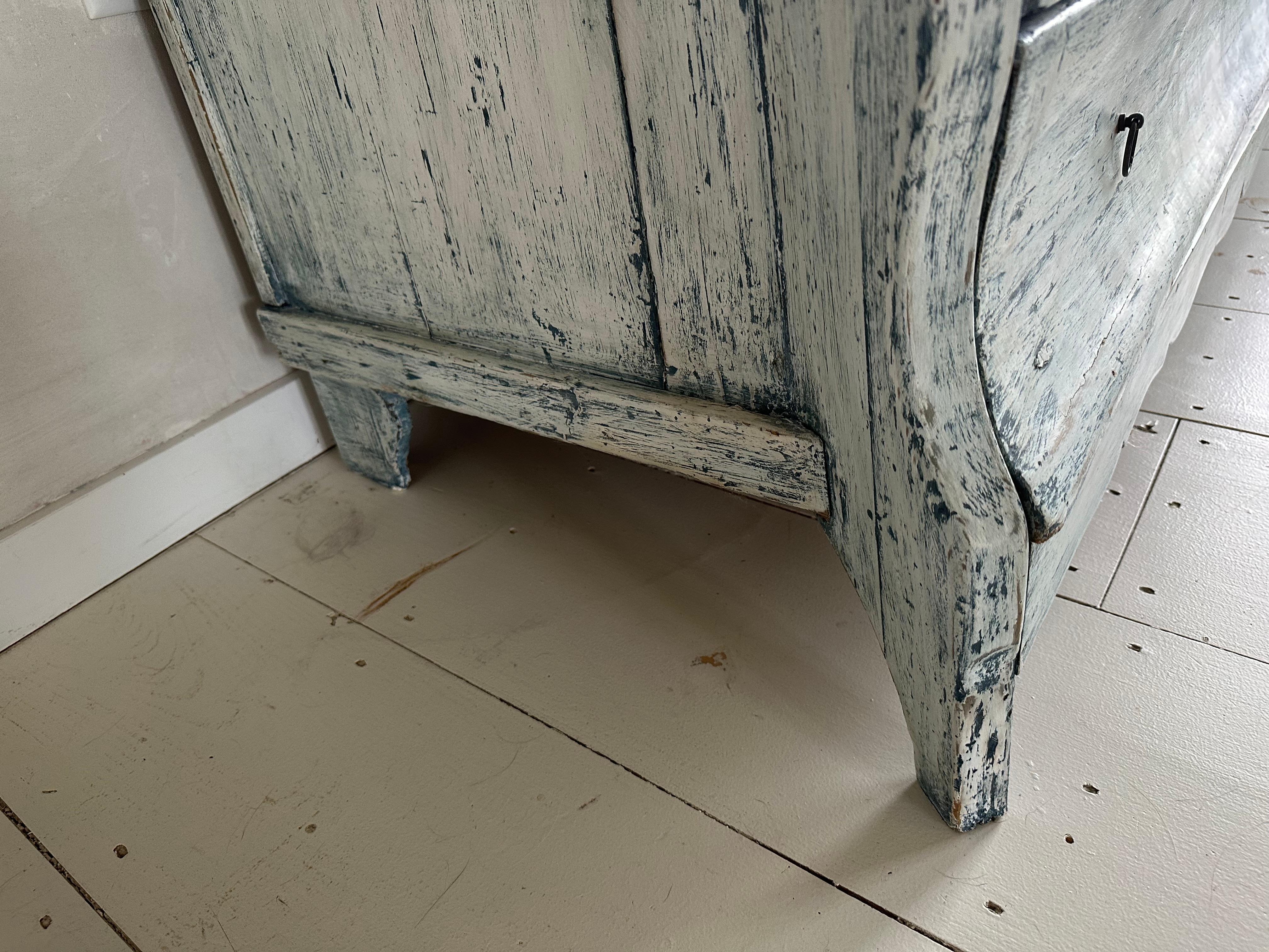 Antiguo Armario de Prensa de Lino Pintado en Holanda en venta 12