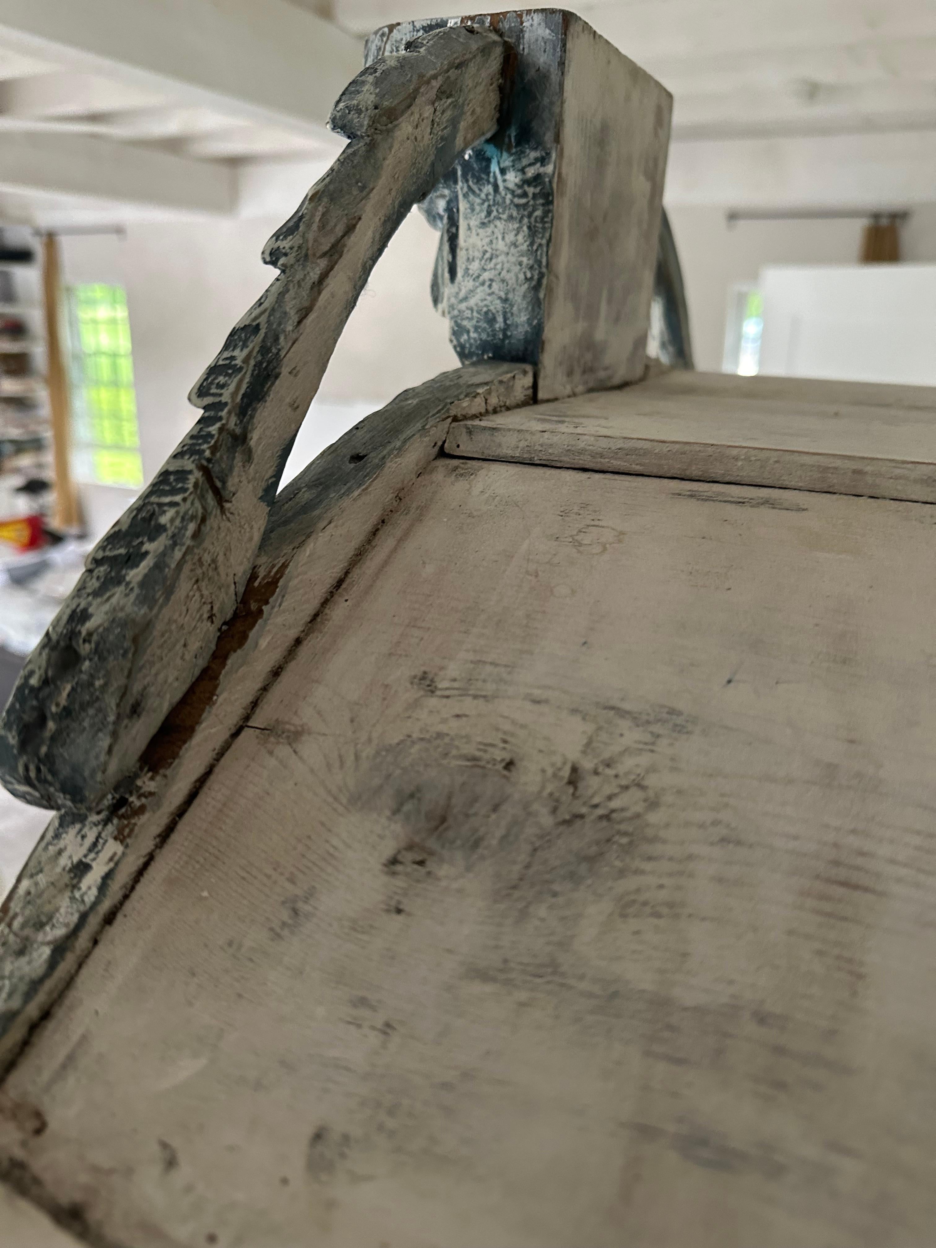 Antiguo Armario de Prensa de Lino Pintado en Holanda en venta 1