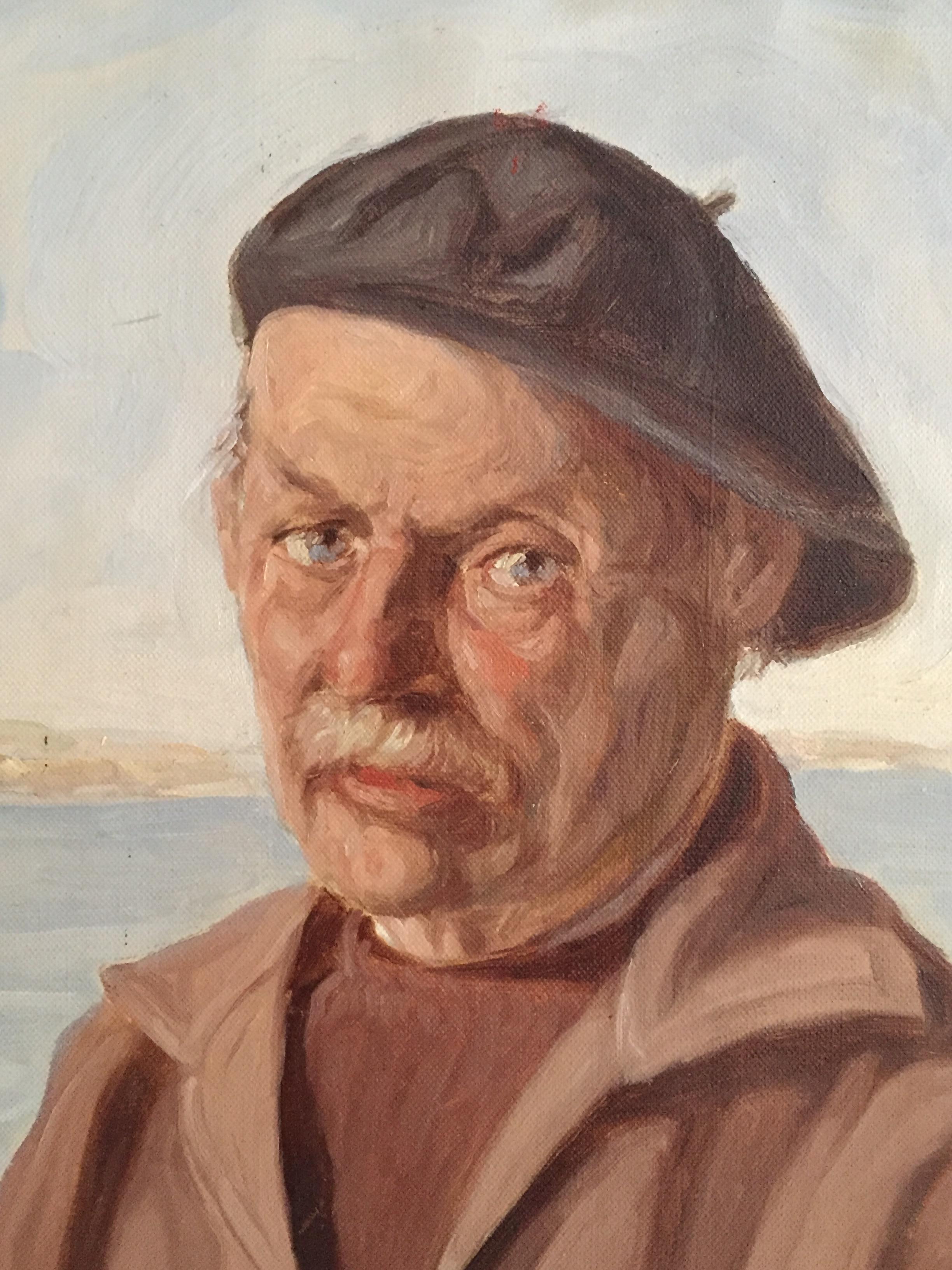 Painted Antique Dutch Painting, Pijnenburg, 1884-1968, French, Fisherman For Sale