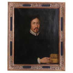 Antique Dutch Painting, Portrait of Gentleman Scholar, 18th C