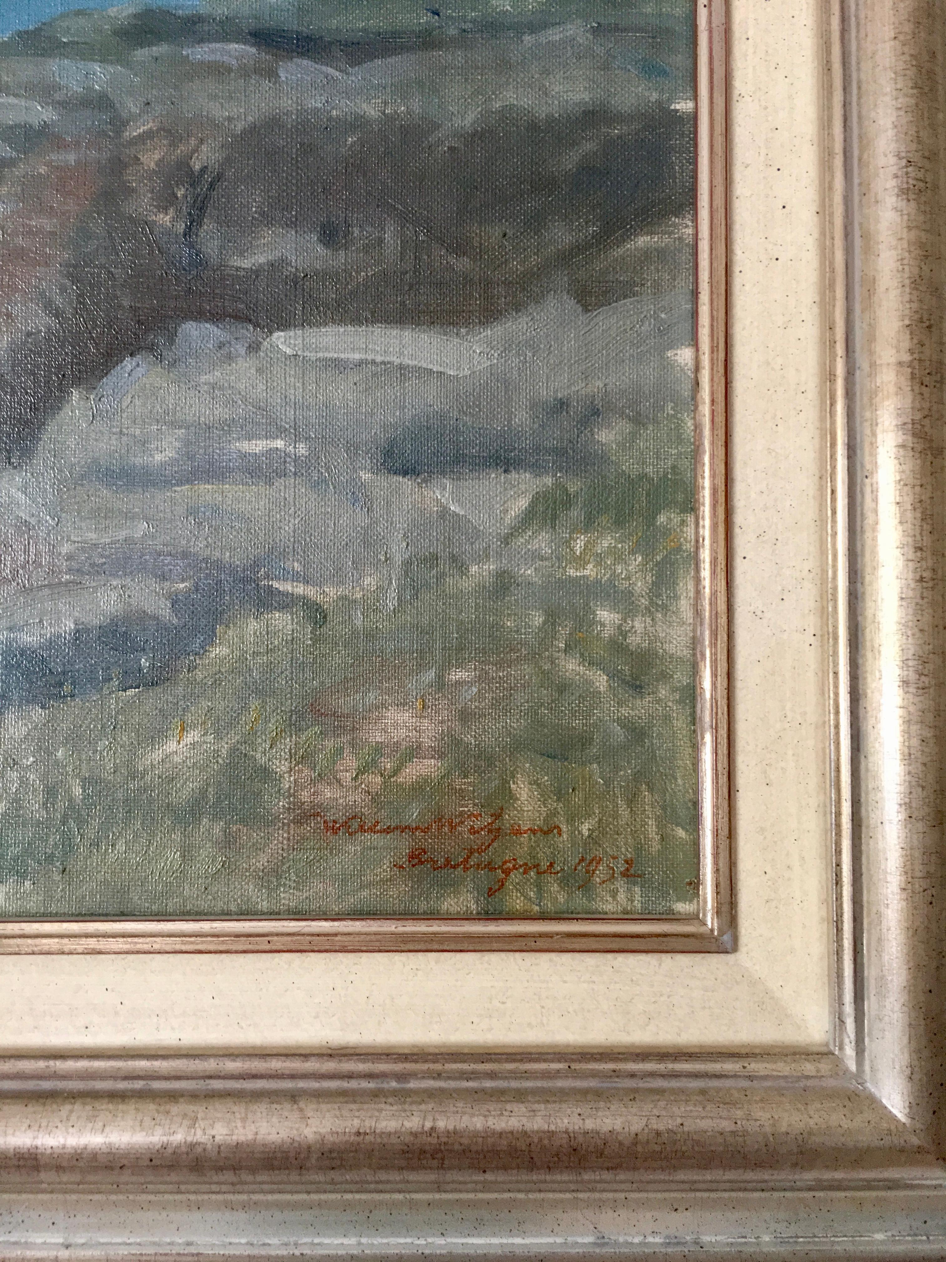 Hand-Painted Antique Dutch Painting, Willem Witjens, 1884-1962, Bénodet, Bretagne, France For Sale