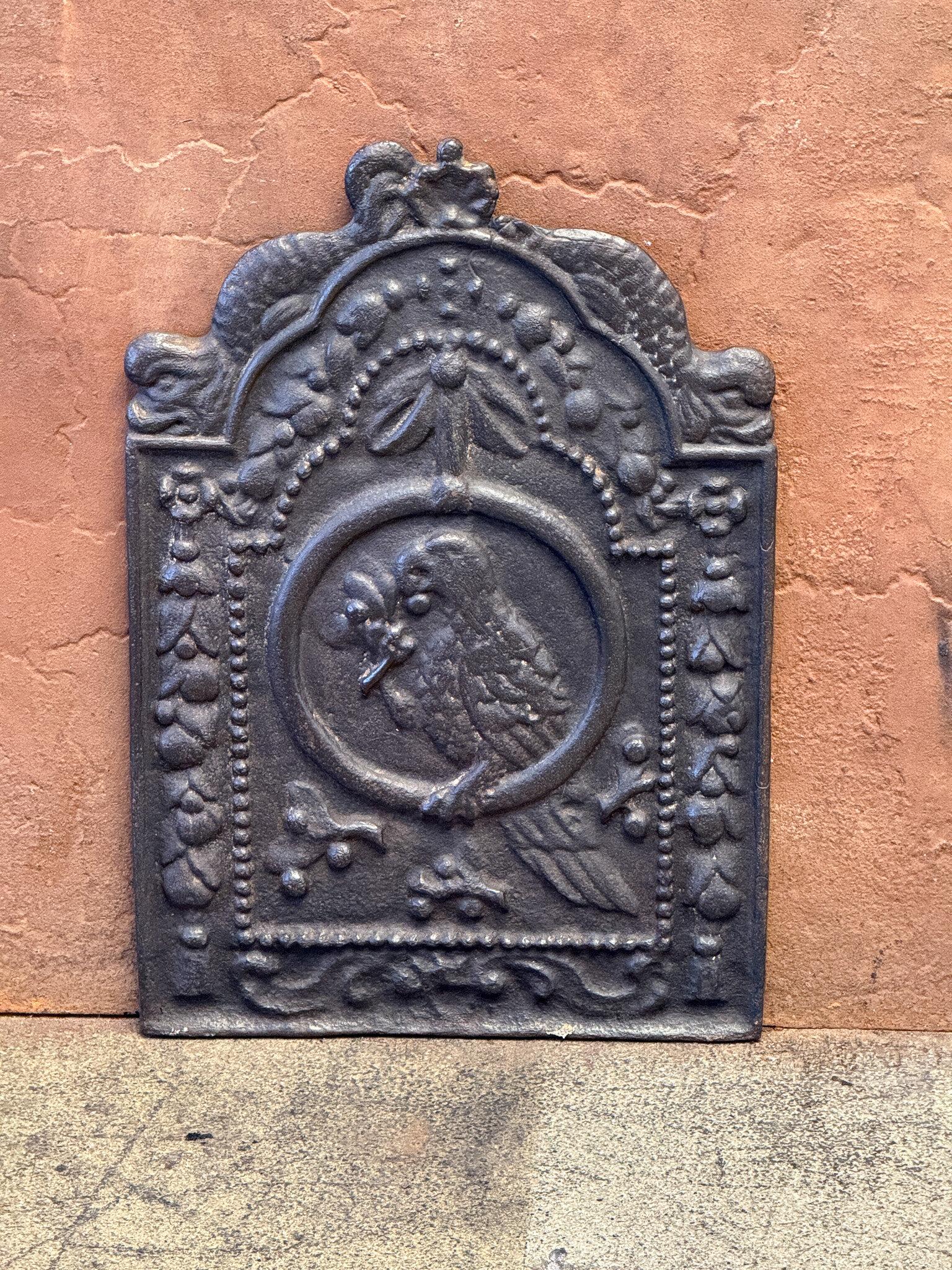 Louis XIV Antique Dutch 'Parrot' Fireback / Backsplash, 17th Century For Sale