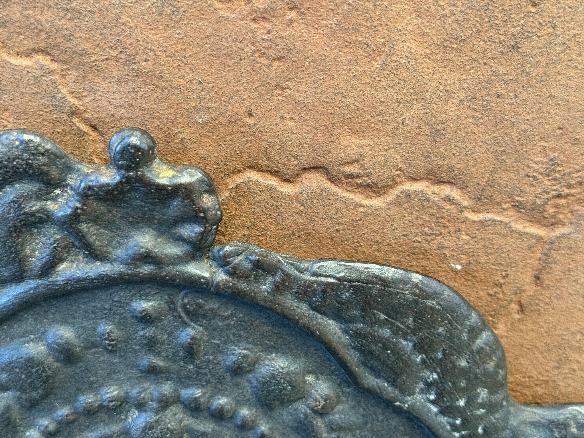 Iron Antique Dutch 'Parrot' Fireback / Backsplash, 17th Century For Sale
