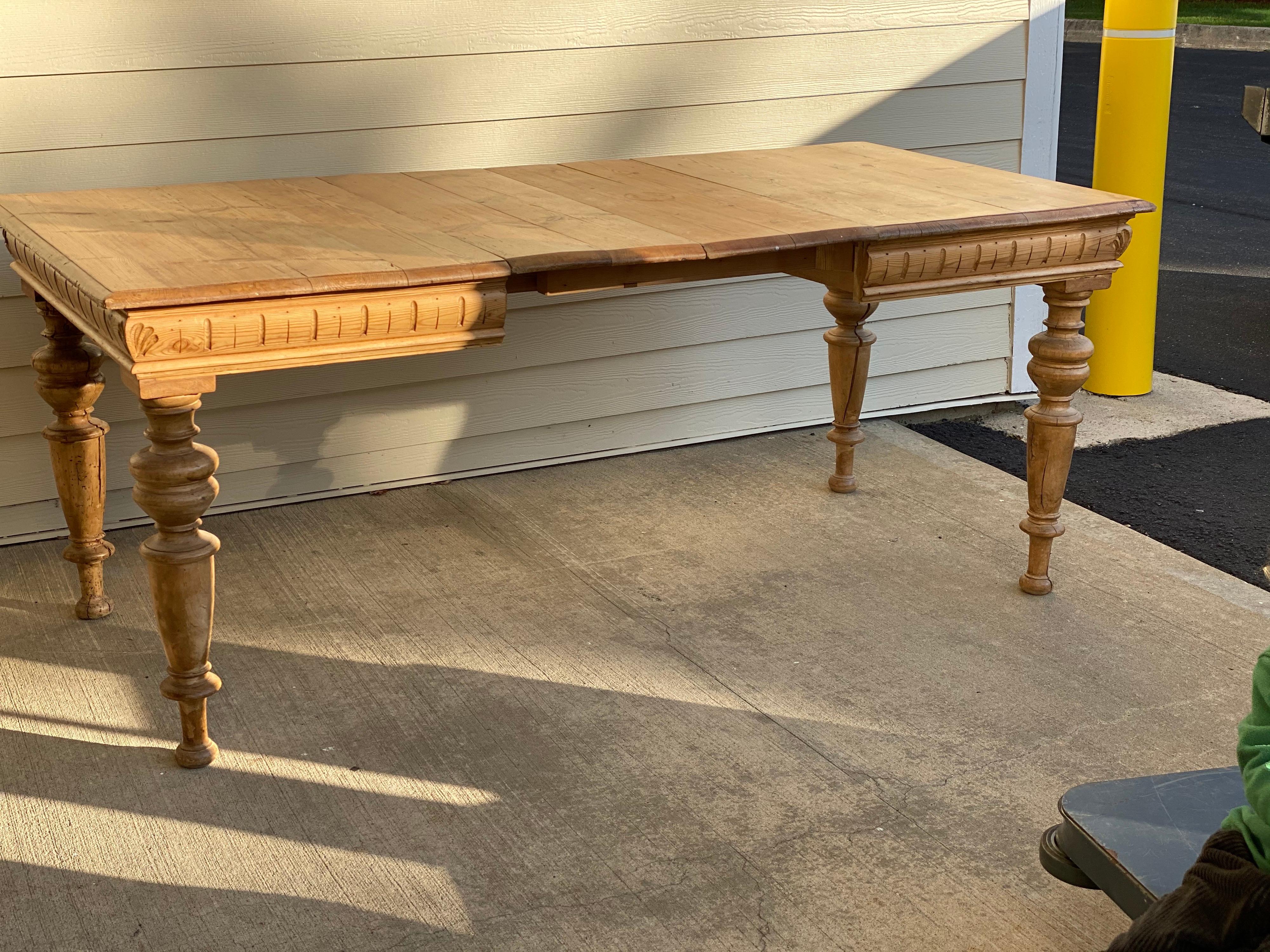 19th Century Antique Dutch Pine Dining Table, circa 1870