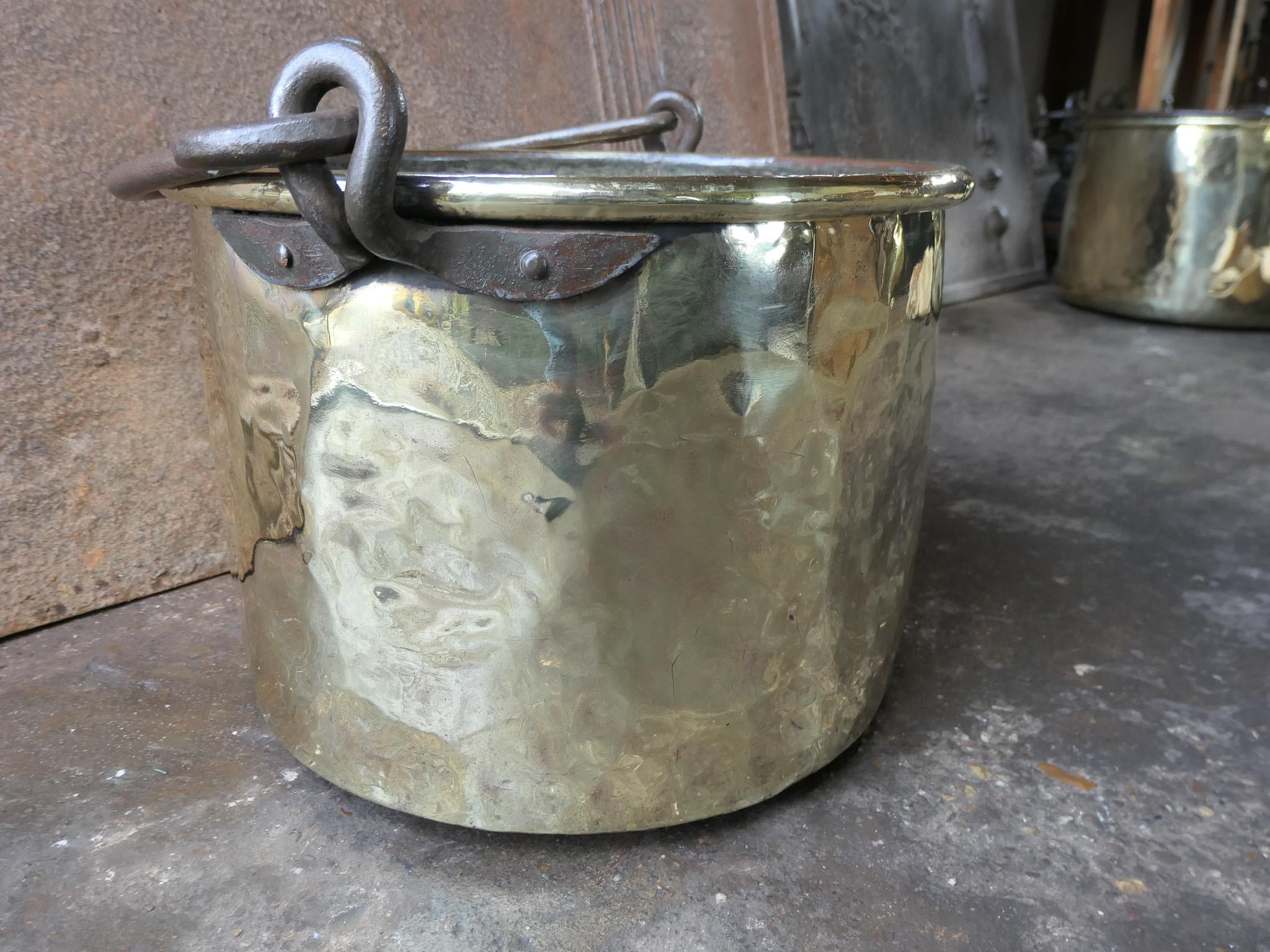 Antique Dutch Polished Brass Firewood Basket, 18th Century For Sale 4