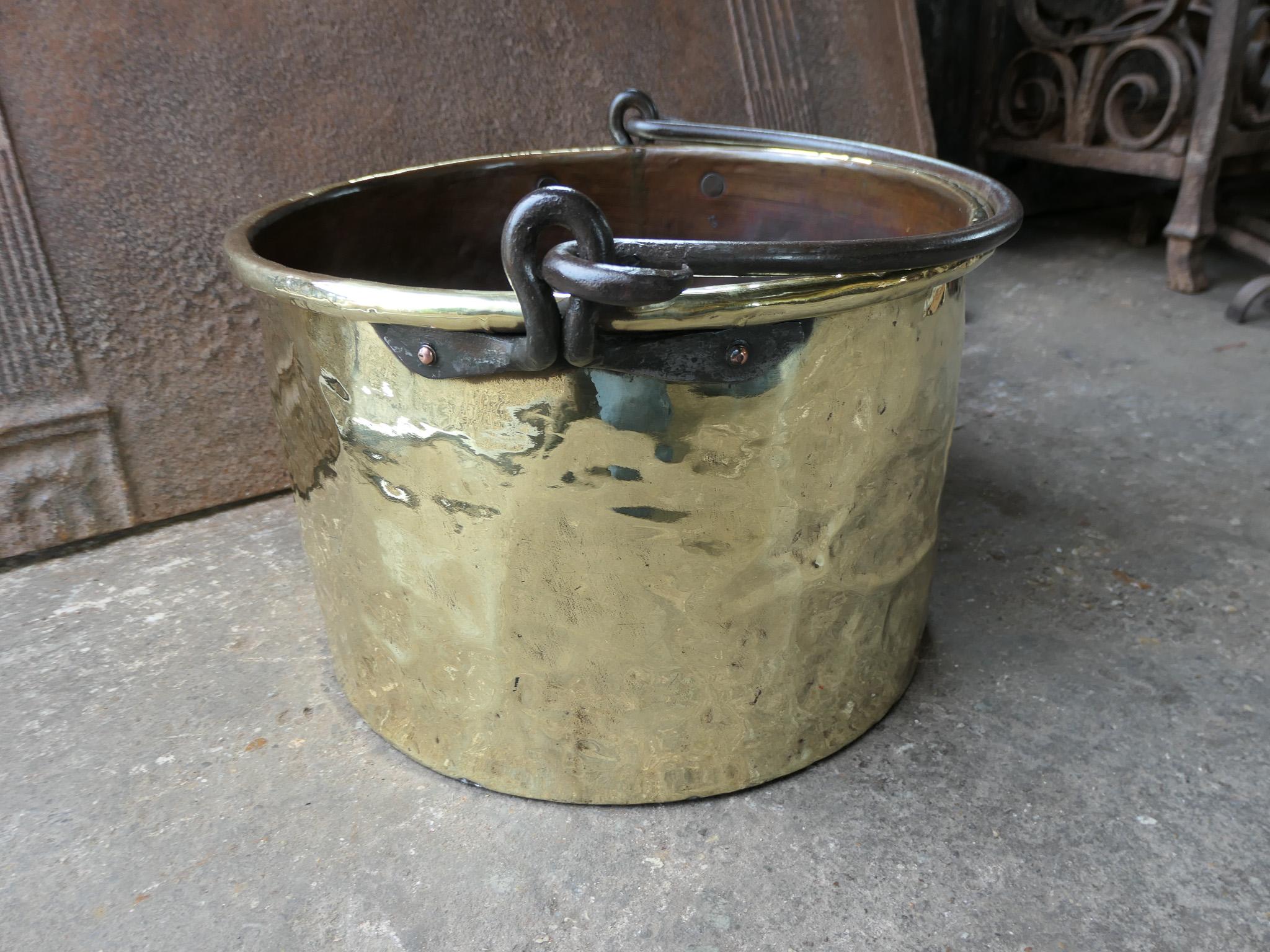 Antique Dutch Polished Brass Firewood Basket, 18th Century For Sale 5