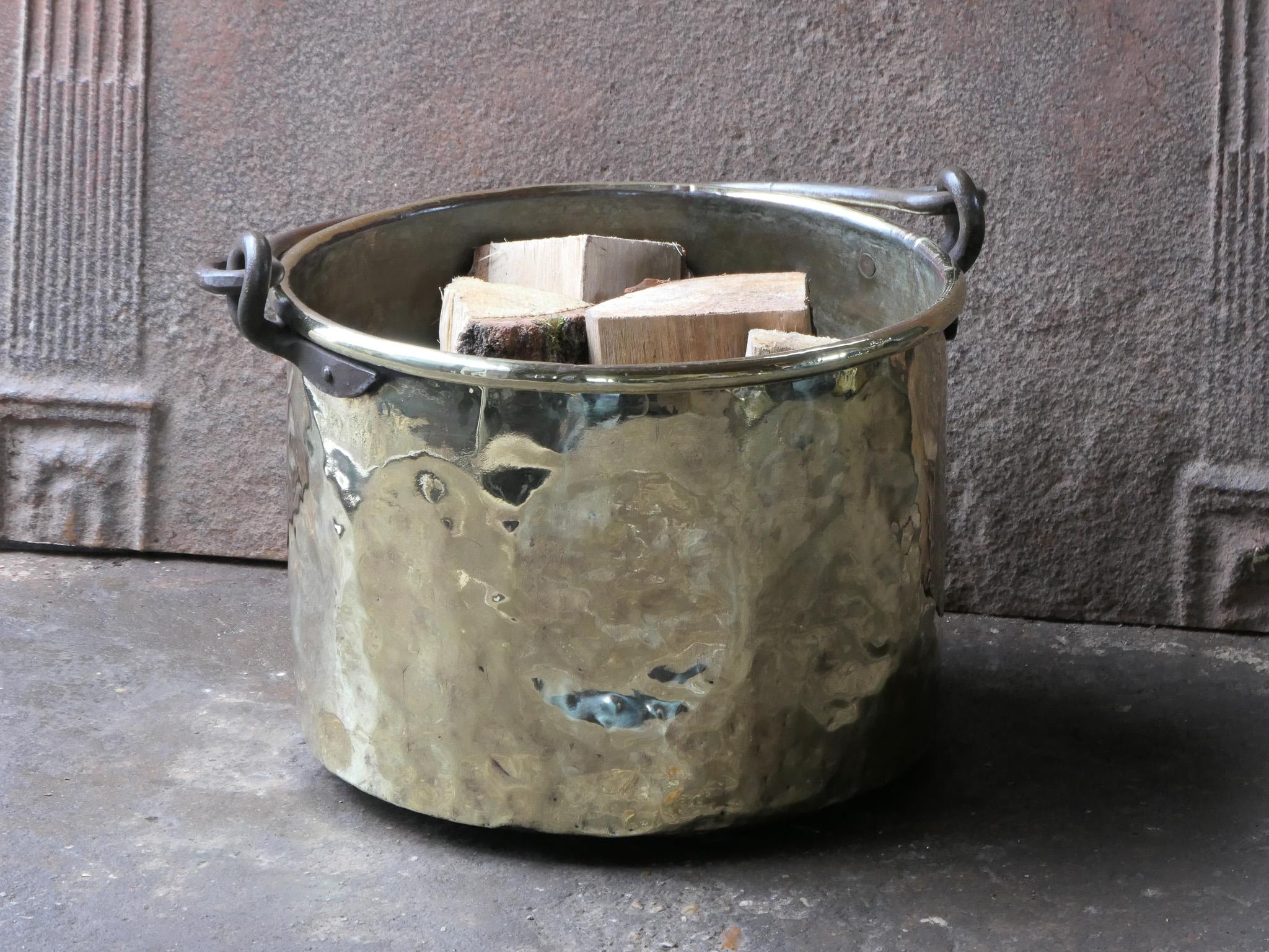 Antique Dutch Polished Brass Firewood Basket, 18th Century For Sale 9