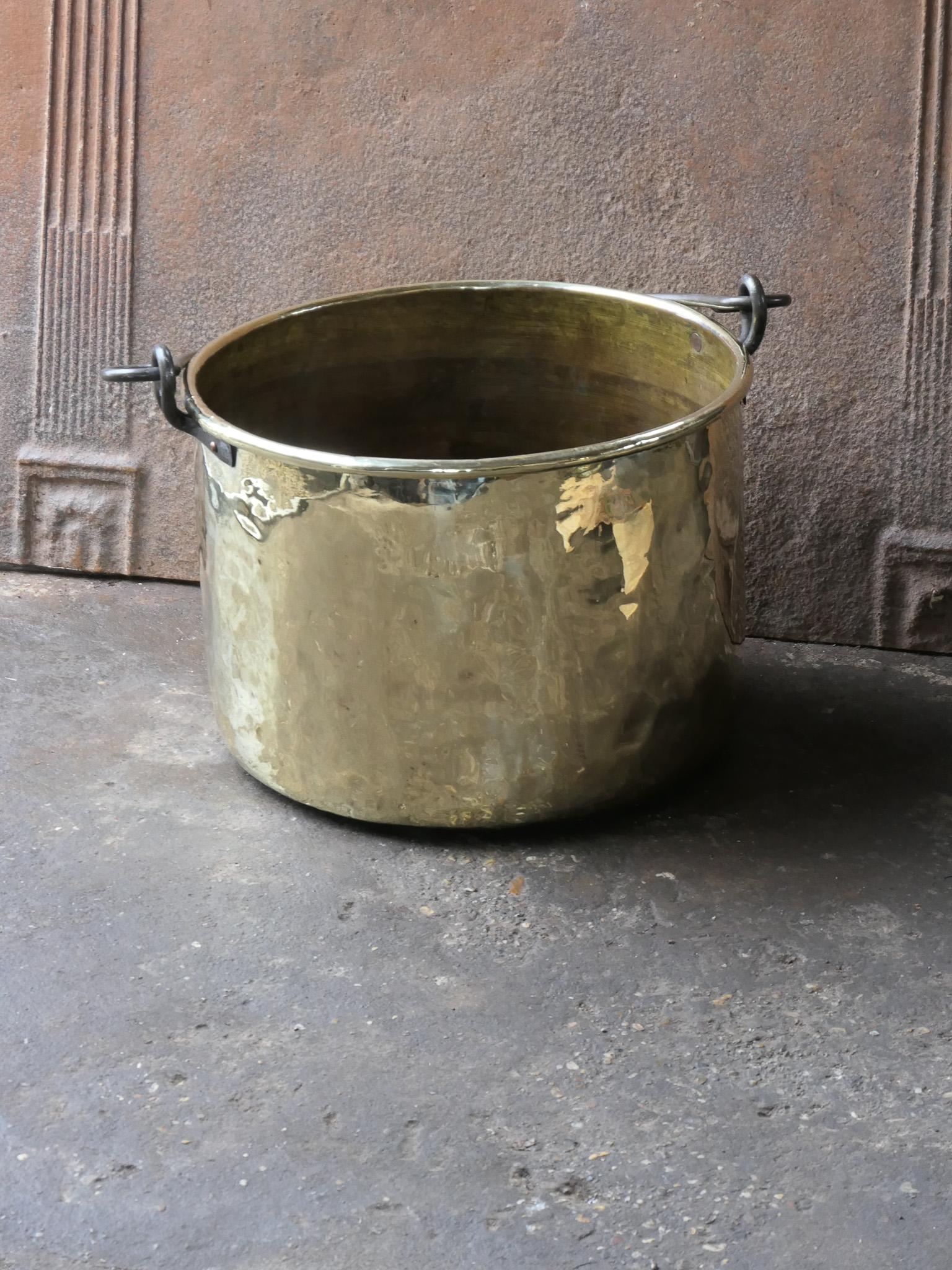 Louis XV Antique Dutch Polished Brass Firewood Basket, 18th Century