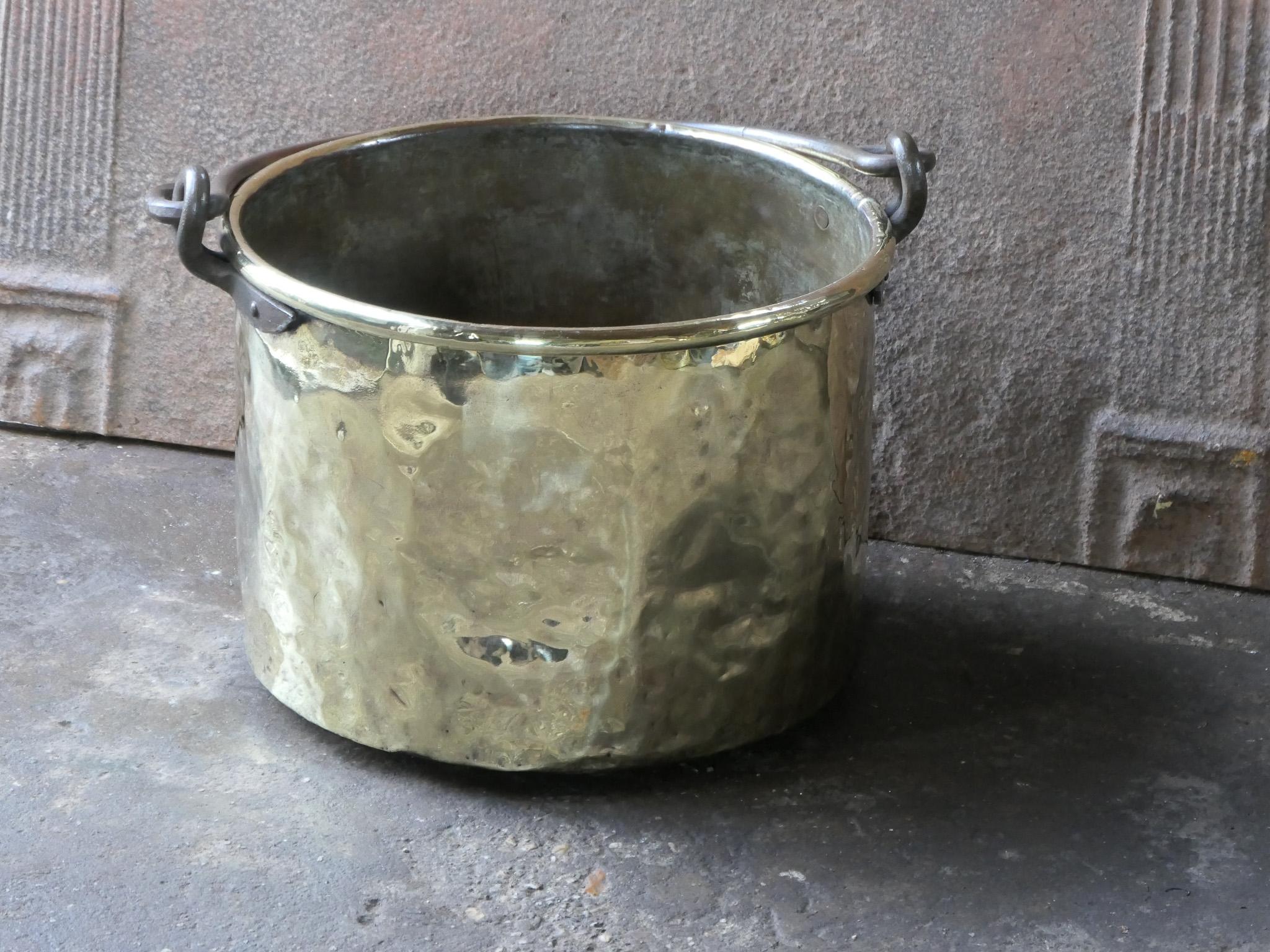 18th Century and Earlier Antique Dutch Polished Brass Firewood Basket, 18th Century For Sale