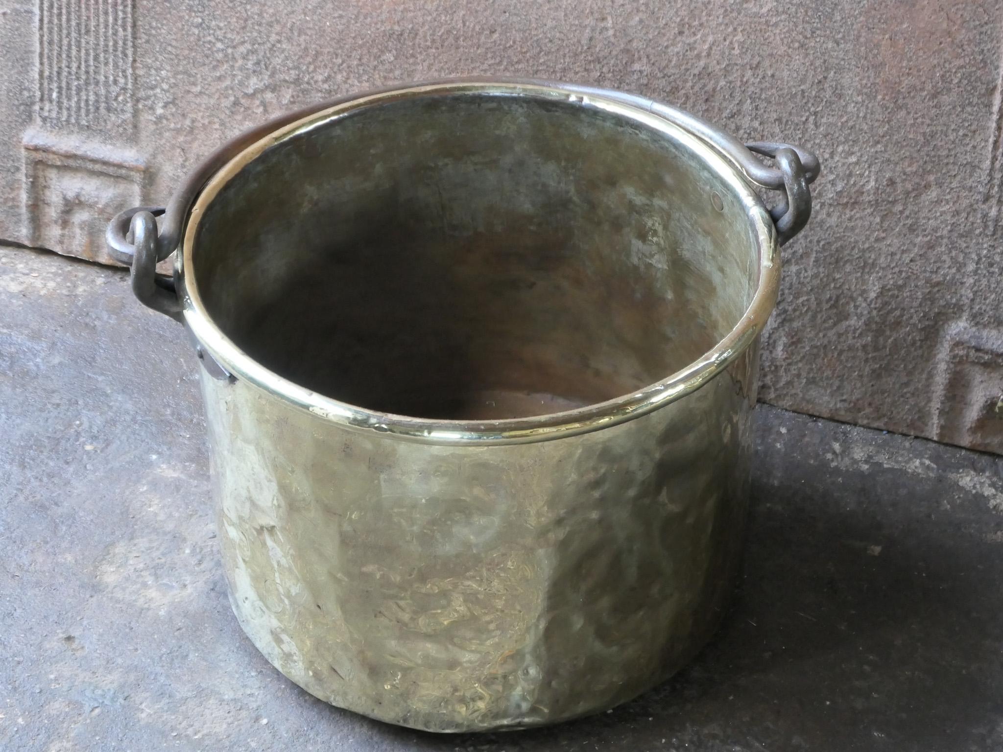 Antique Dutch Polished Brass Firewood Basket, 18th Century For Sale 1