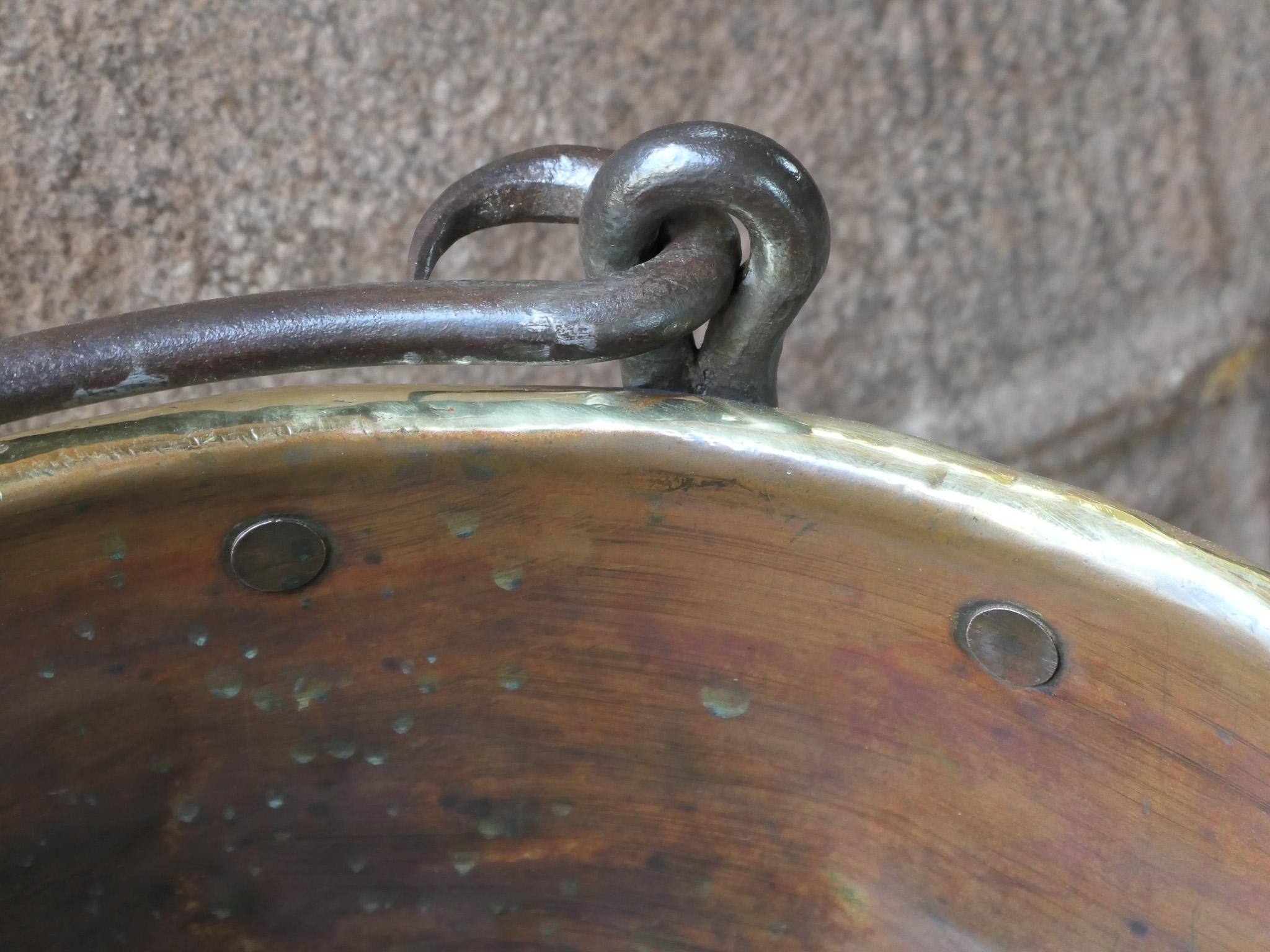 Antique Dutch Polished Brass Firewood Basket, 18th Century For Sale 1