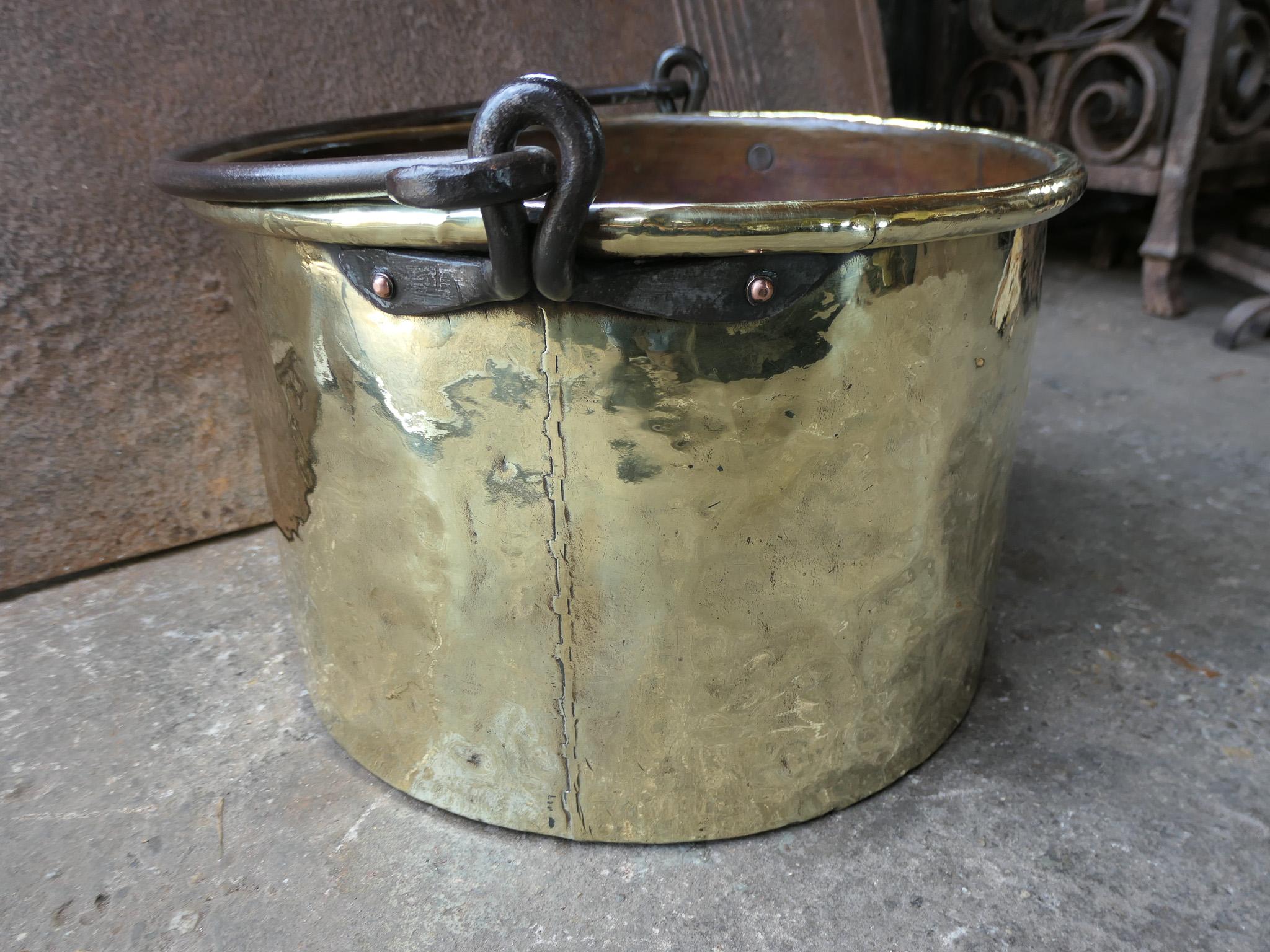Antique Dutch Polished Brass Firewood Basket, 18th Century For Sale 3