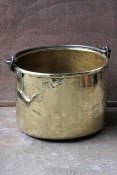 Antique Dutch Polished Brass Log Holder, 18th-19th Century