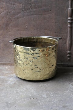 Antique Dutch Polished Brass Log Holder, 18th-19th Century