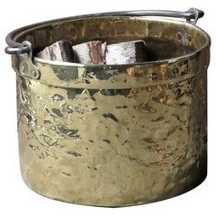 Antique Dutch Polished Brass Log Holder, 18th-19th Century