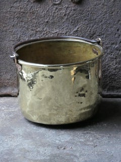 Antique Dutch Polished Brass Log Holder, 18th Century
