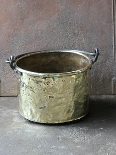 Antique Dutch Polished Brass Log Holder, 18th Century