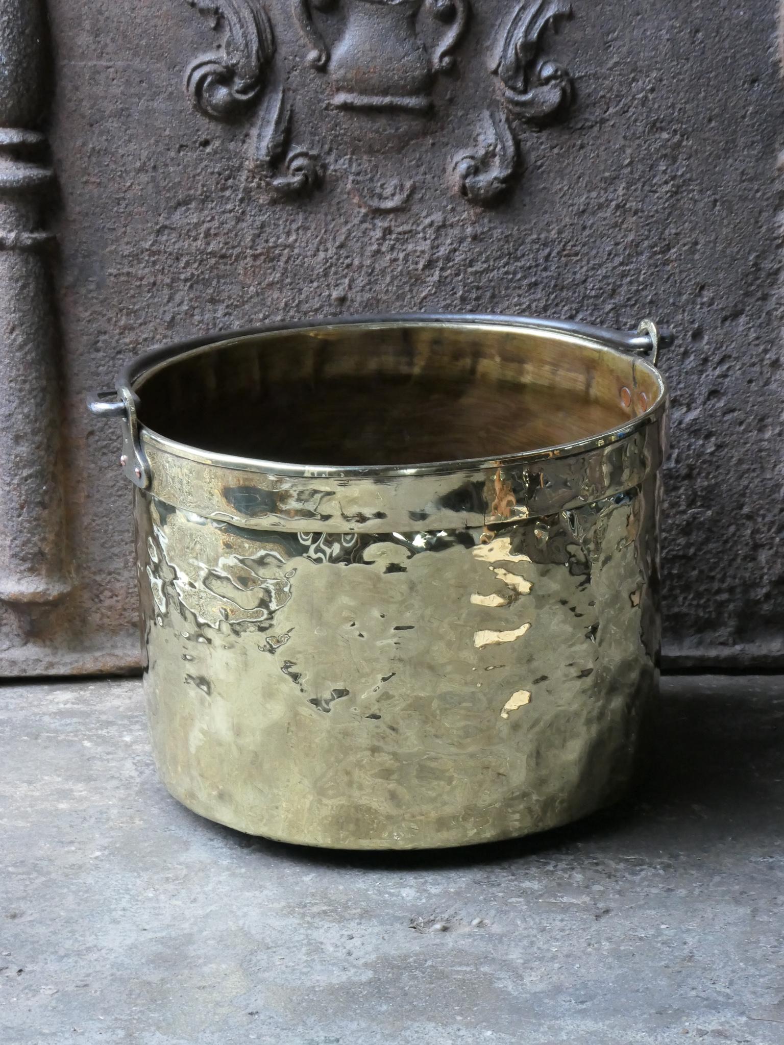 Forged Antique Dutch Polished Brass Log Holder, 18th Century For Sale