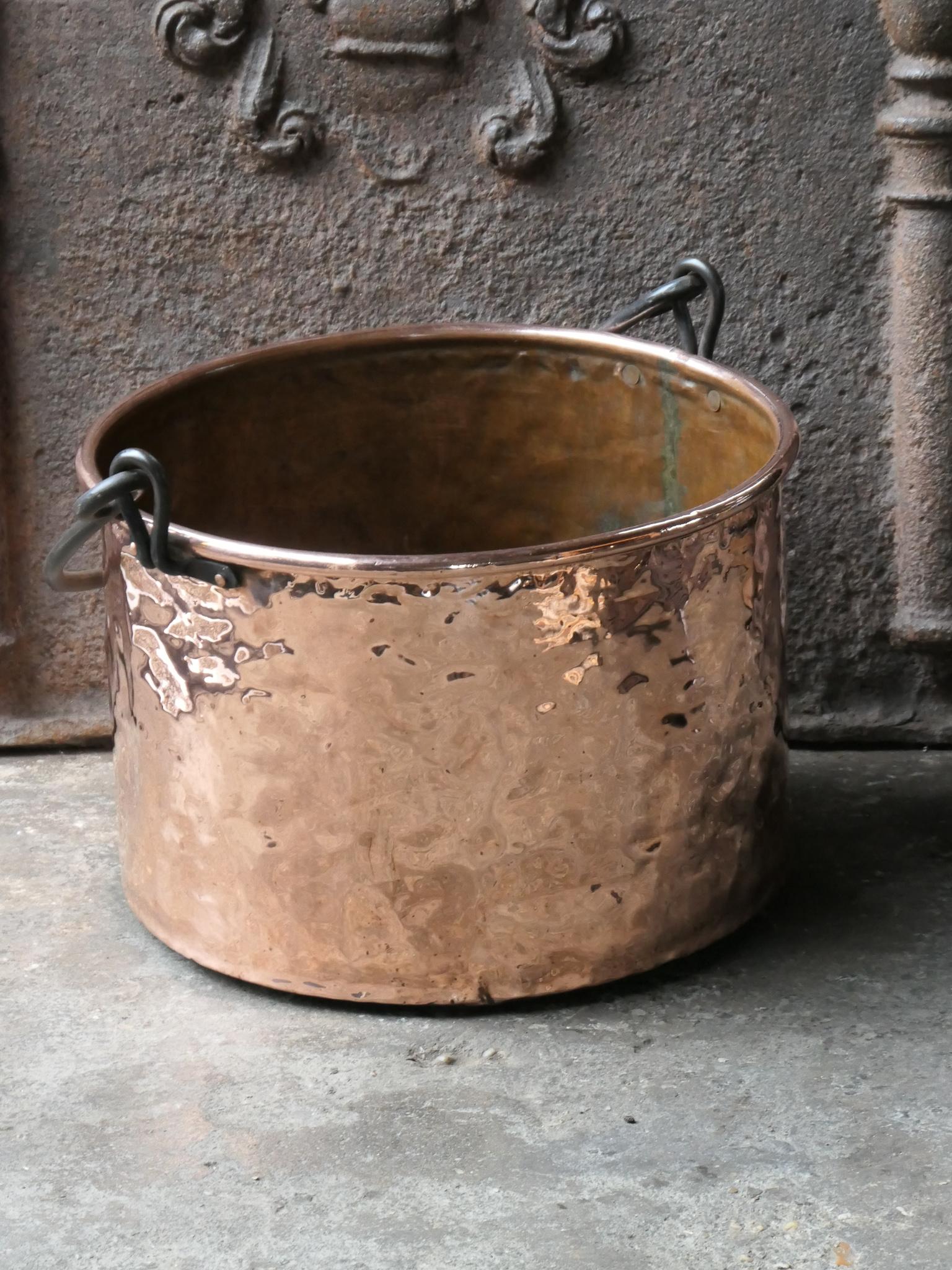 Forged Antique Dutch Polished Copper Log Holder, 18th-19th Century