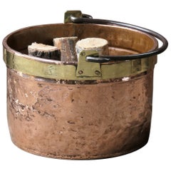 Antique Dutch Polished Copper Log Holder, 18th-19th Century