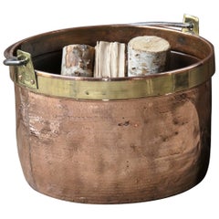 Ancien porte-bûches néerlandais en cuivre poli, 18ème-19ème siècle