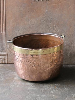 Antique Dutch Polished Copper Log Holder, 18th Century