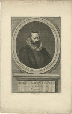 Antique Dutch Portrait of Pieter Hasselaer – Amsterdam Civic Leader, 1762
