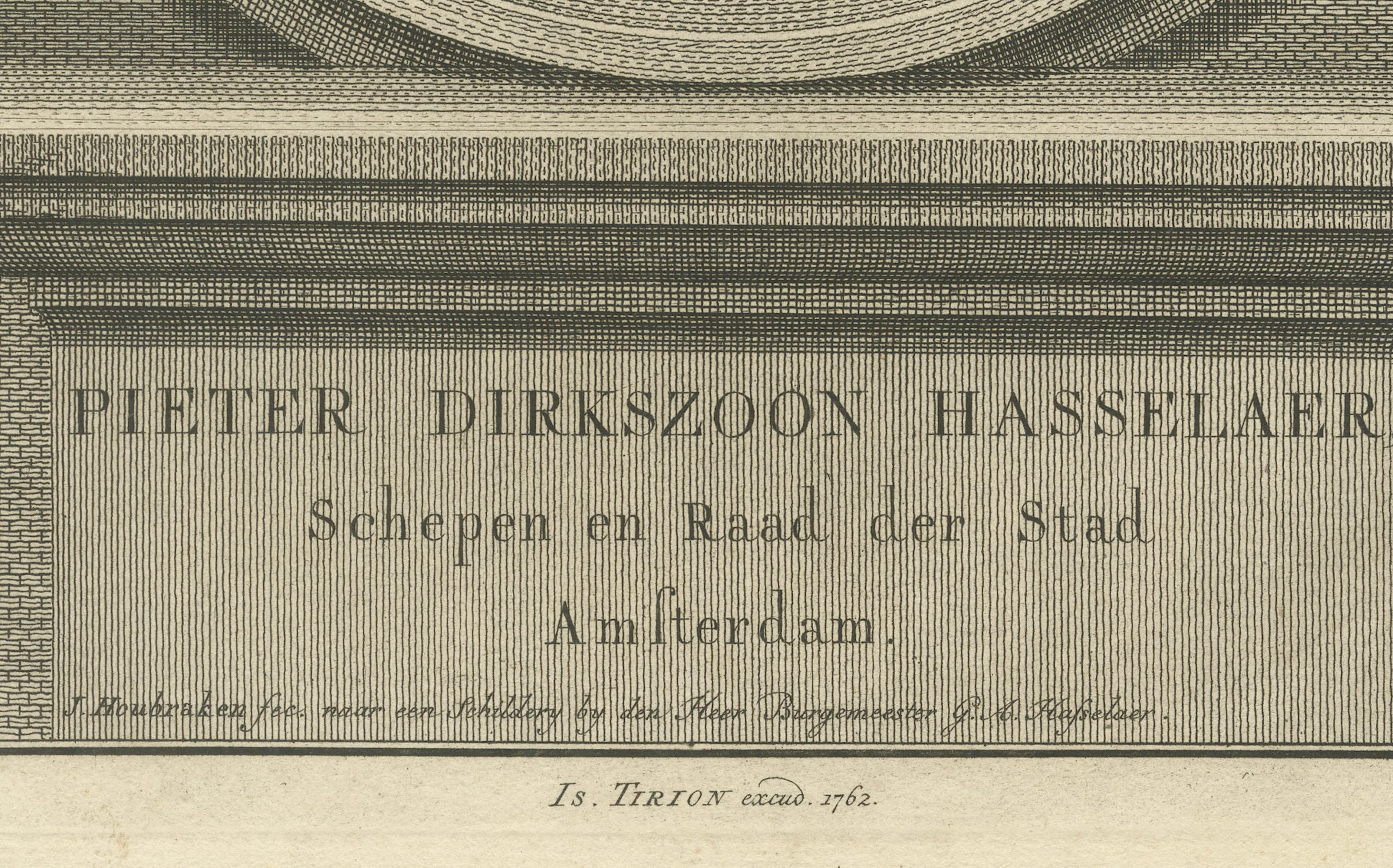 Néerlandais Portrait hollandais ancien de Pieter Hasselaer - Leader civique d'Amsterdam, 1762 en vente
