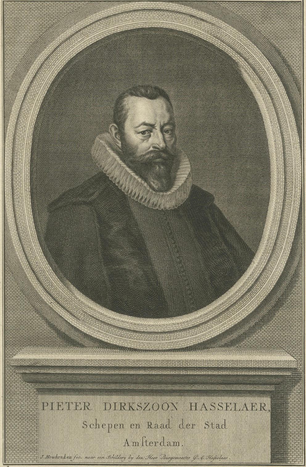 XVIIIe siècle Portrait hollandais ancien de Pieter Hasselaer - Leader civique d'Amsterdam, 1762 en vente