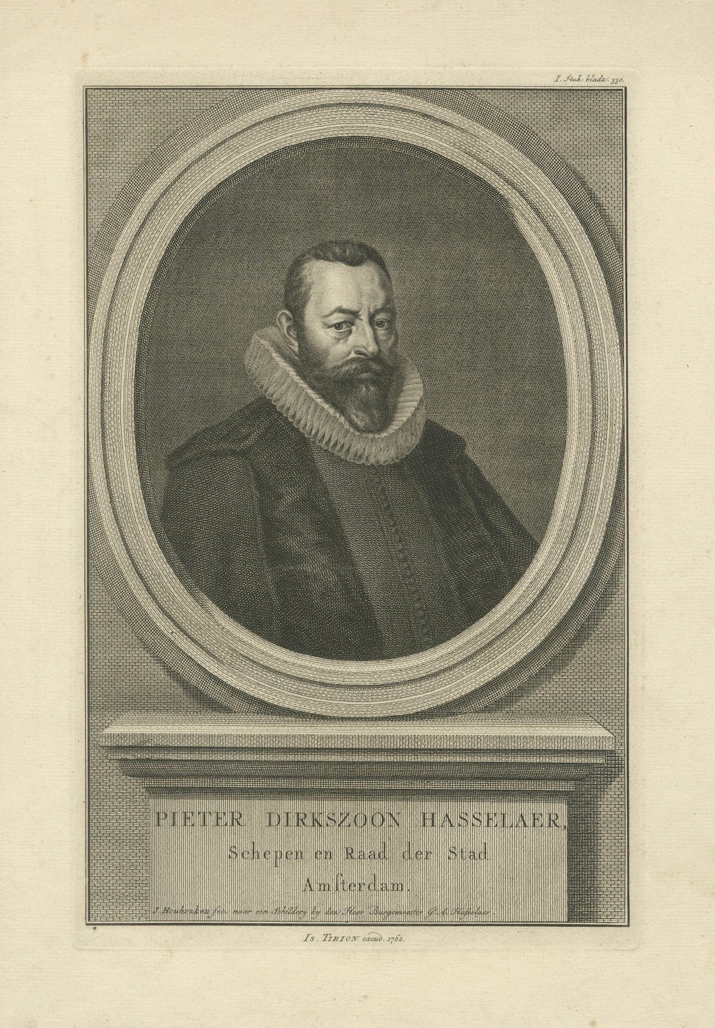 Portrait hollandais ancien de Pieter Hasselaer - Leader civique d'Amsterdam, 1762 en vente