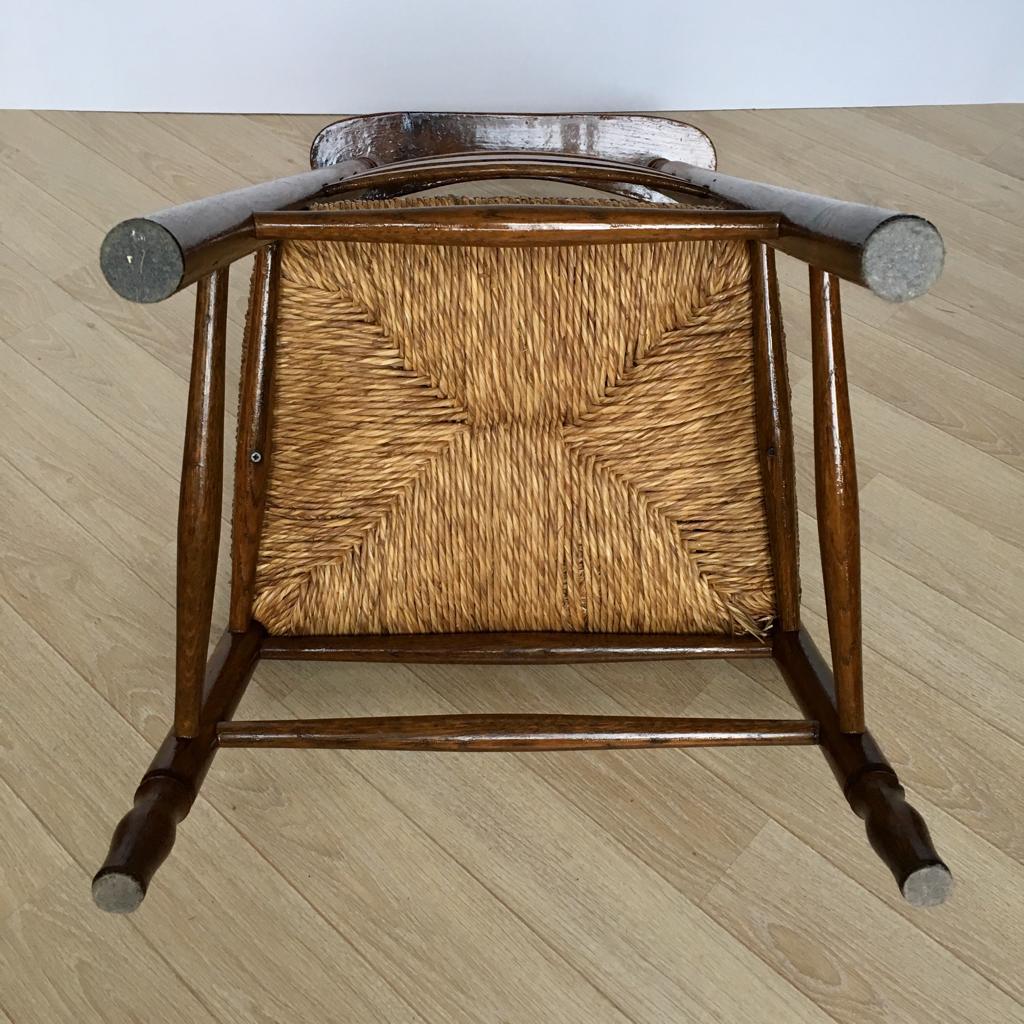 Antique Dutch Prayer Oak Chair with Wicker Seat, 1900s For Sale 2