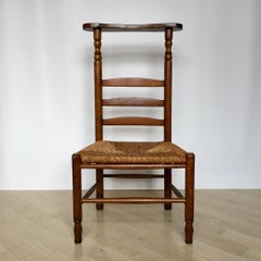Antique Dutch Prayer Oak Chair with Wicker Seat, 1900s