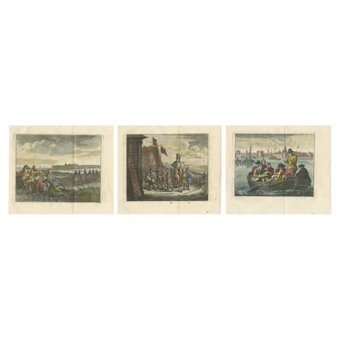 Antique Dutch Prints – Floris V, Utrecht 1252 and Amstel Sermon, 1693