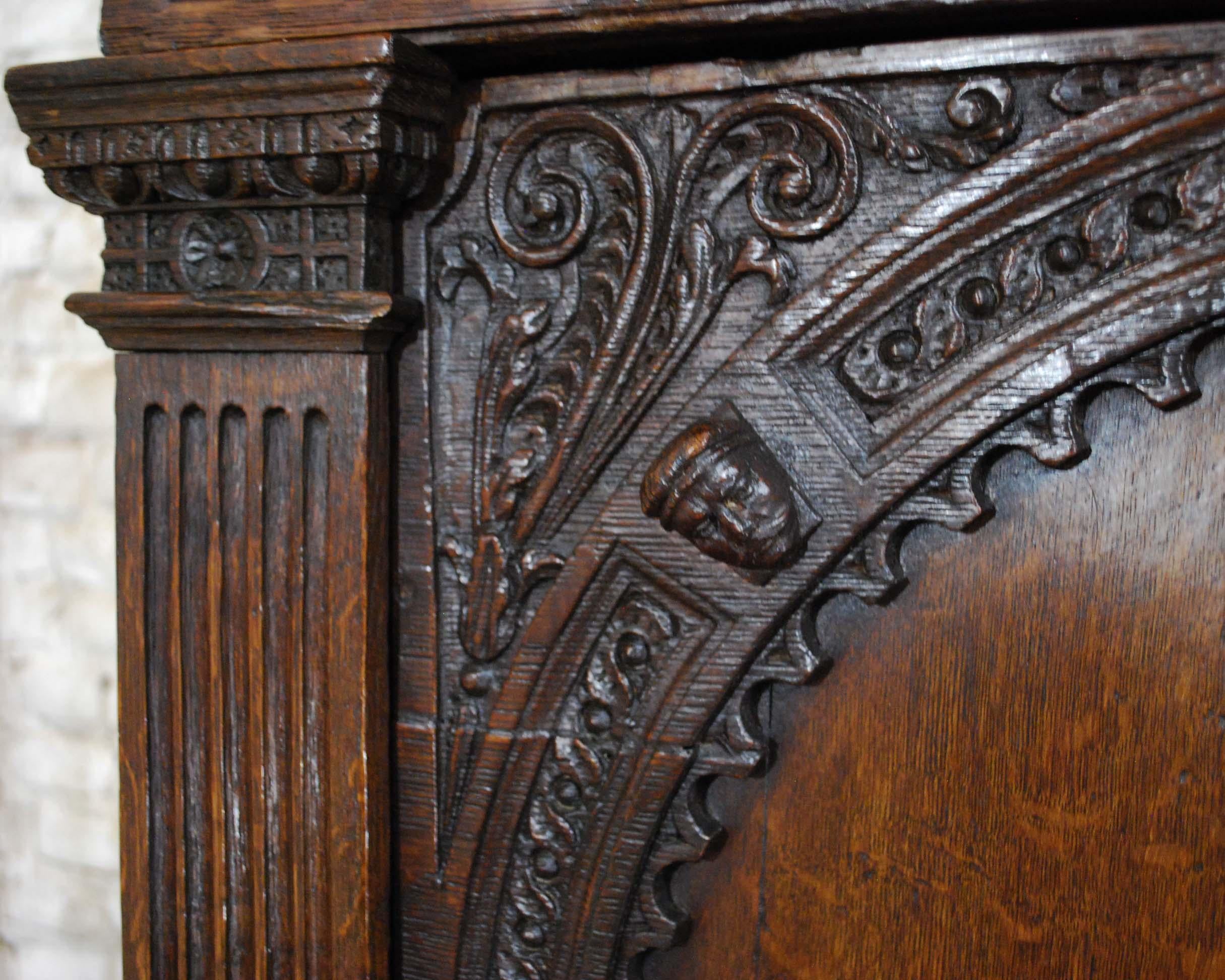 Antique Dutch Renaissance Portal Cabinet in Solid Oak, 18th Century For Sale 2