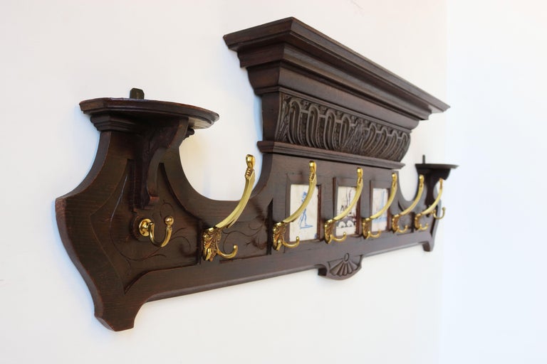 Antique Dutch Renaissance Revival Coat Rack 19th Century Delft Blue ...