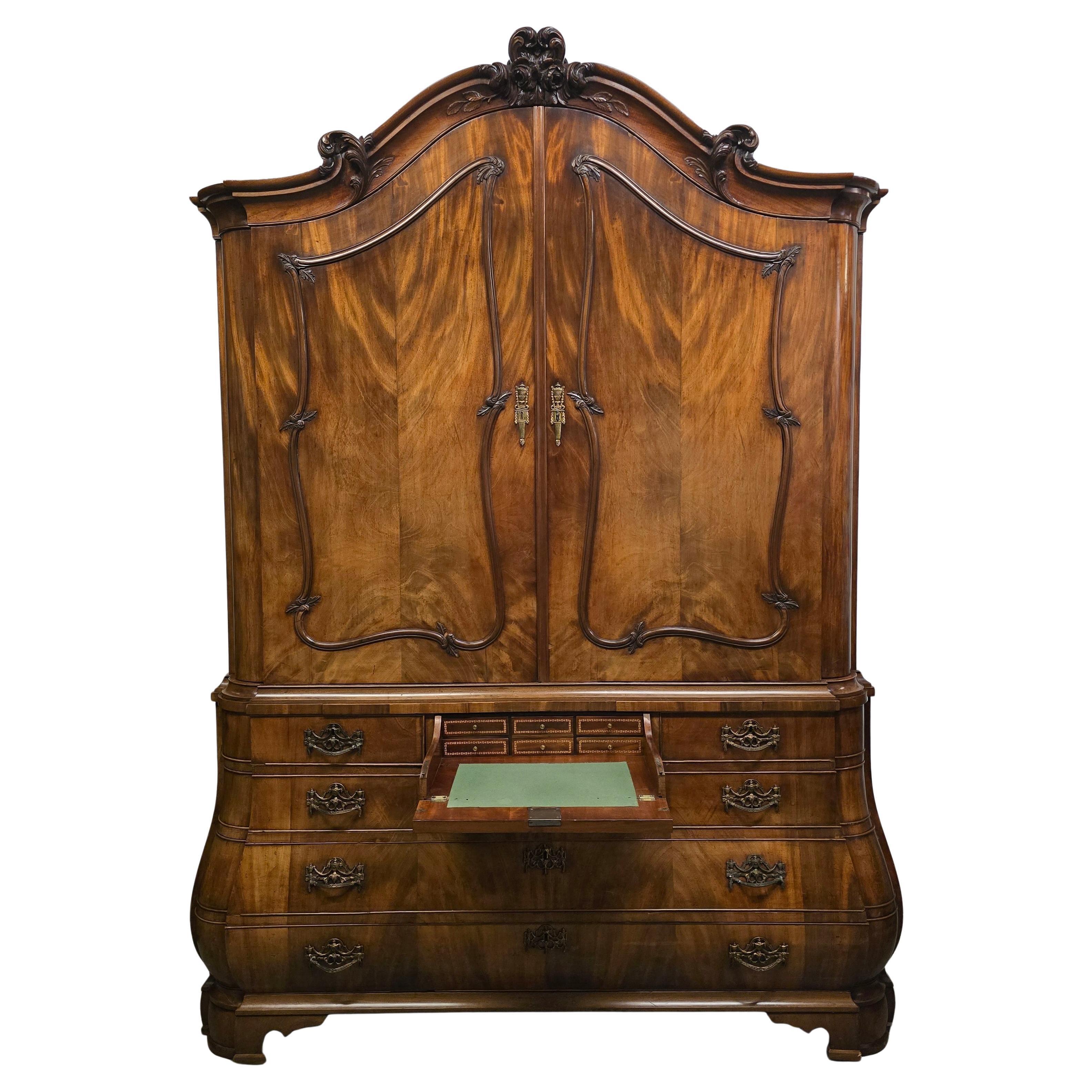 Antiker niederländischer Rokoko-Schrank mit Schreibtisch, um 1750 (Niederländisch) im Angebot