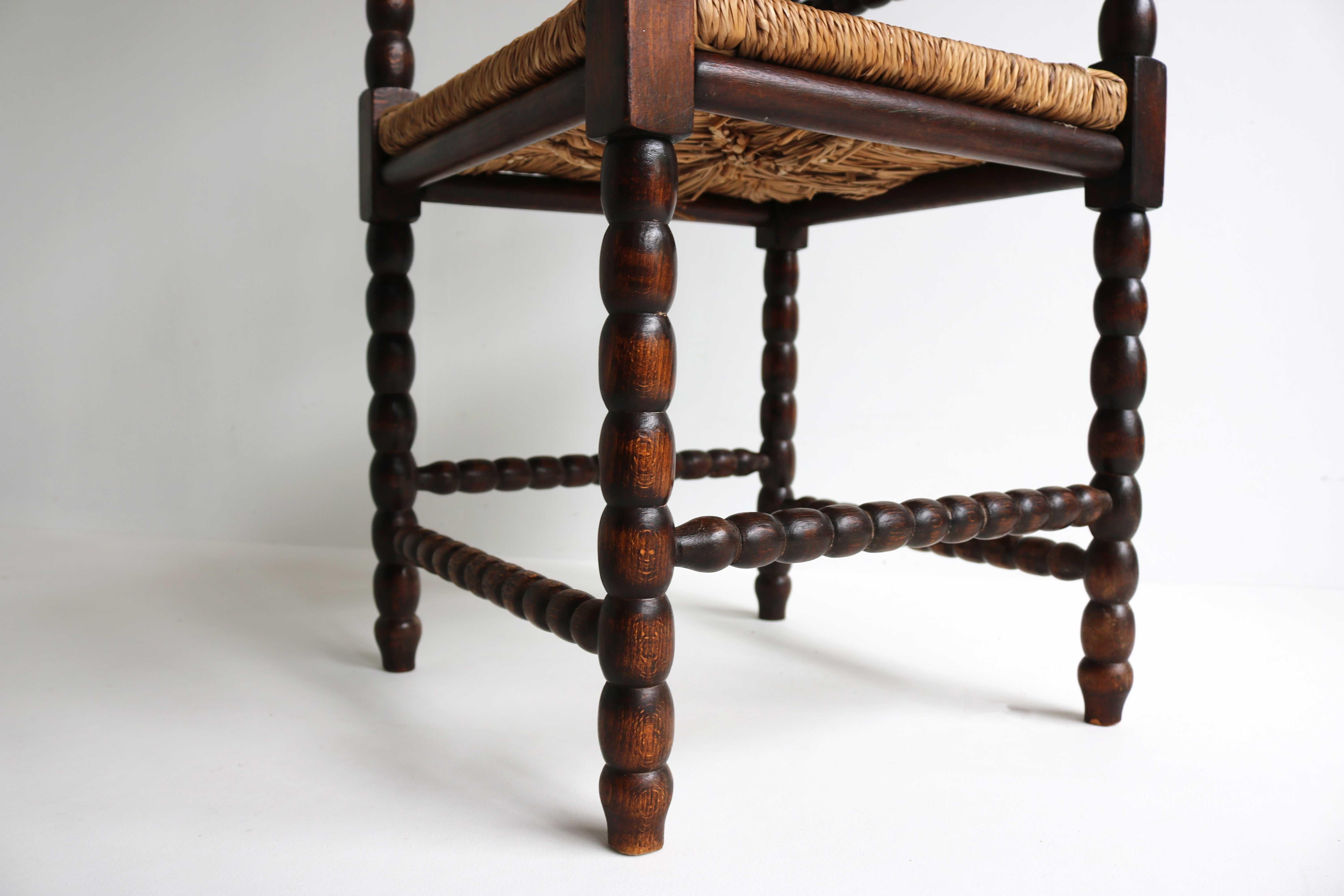 Antiquité - Ruch-Seat Chaise à bobines d'angle en Oak Oak Turned Hand Crafts 1900 en vente 5