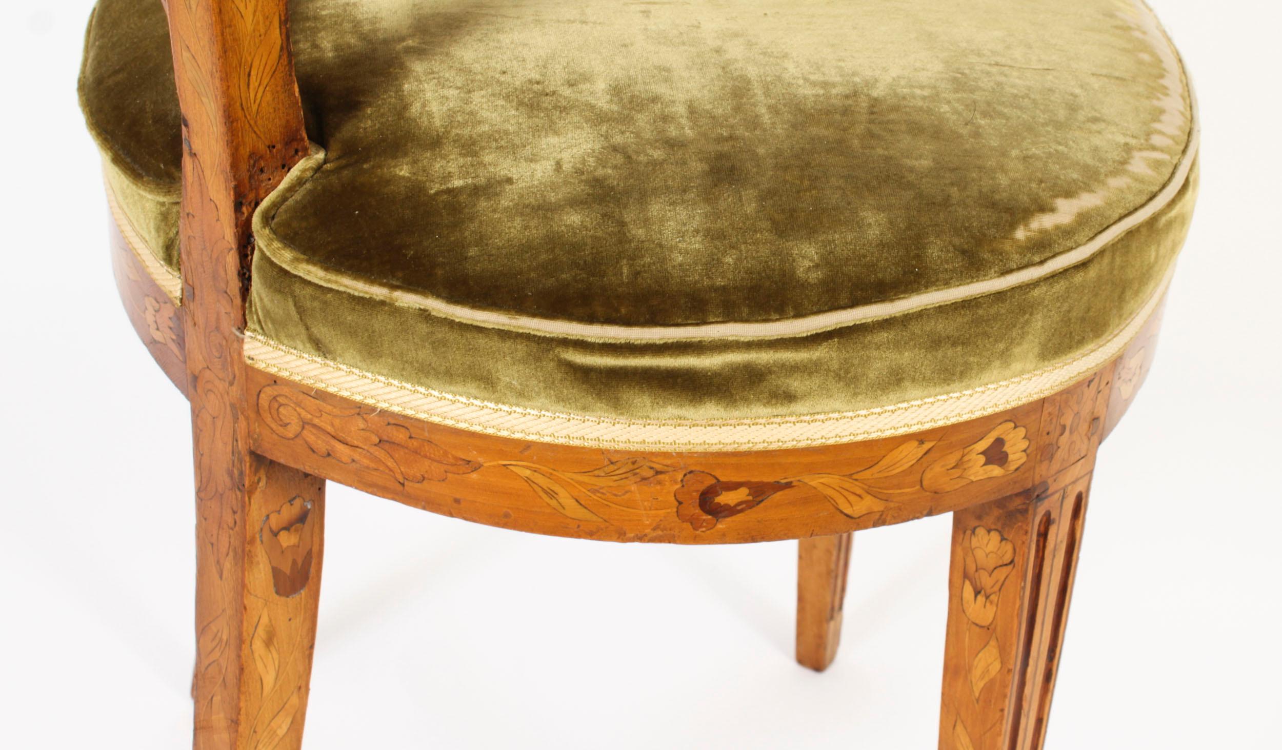Antique Dutch Satinwood Marquetry Desk Chair 19th Century 5
