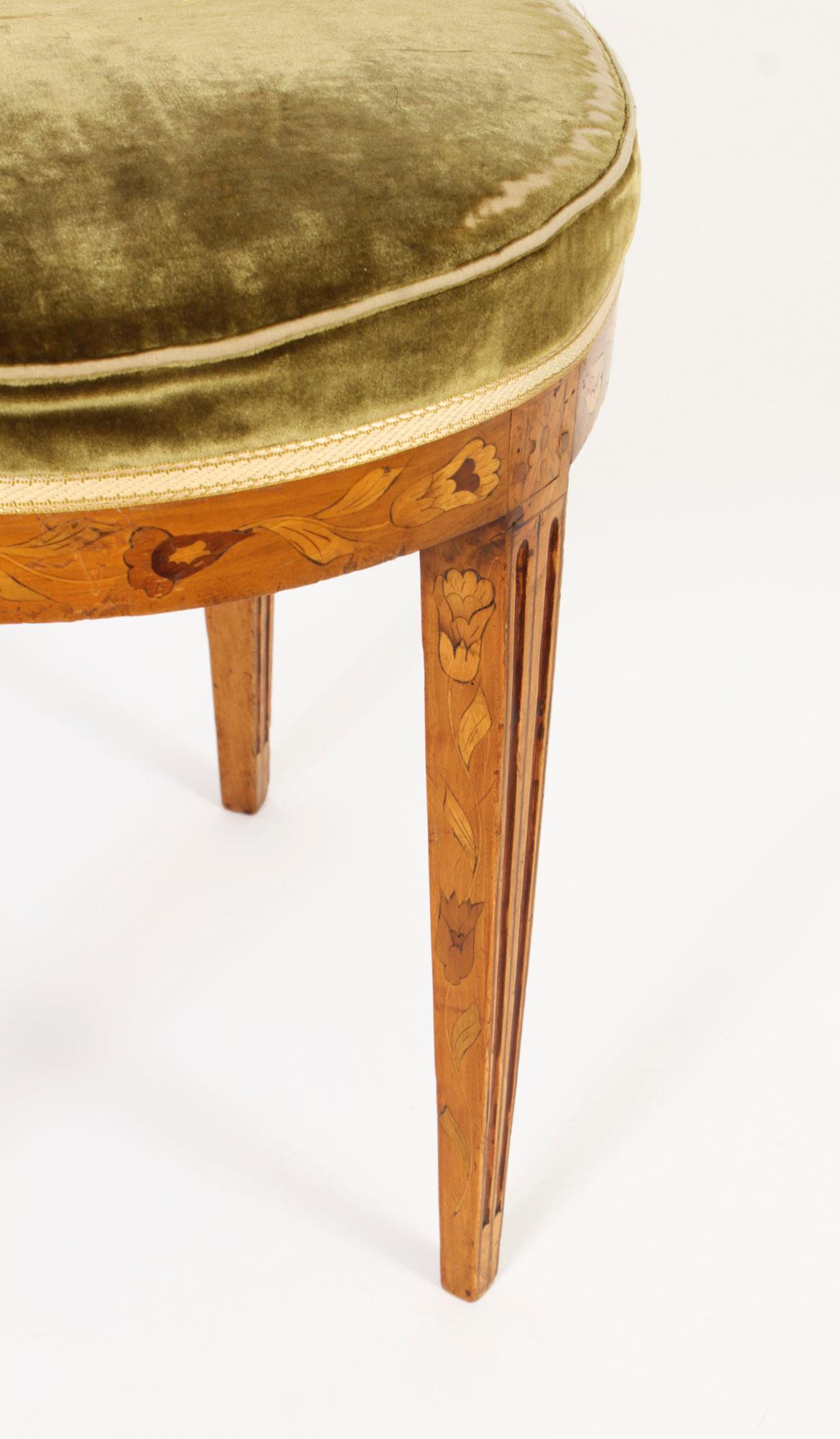 Antiker niederländischer Intarsien-Schreibtischstuhl aus Seidenholz, 19. Jahrhundert 6