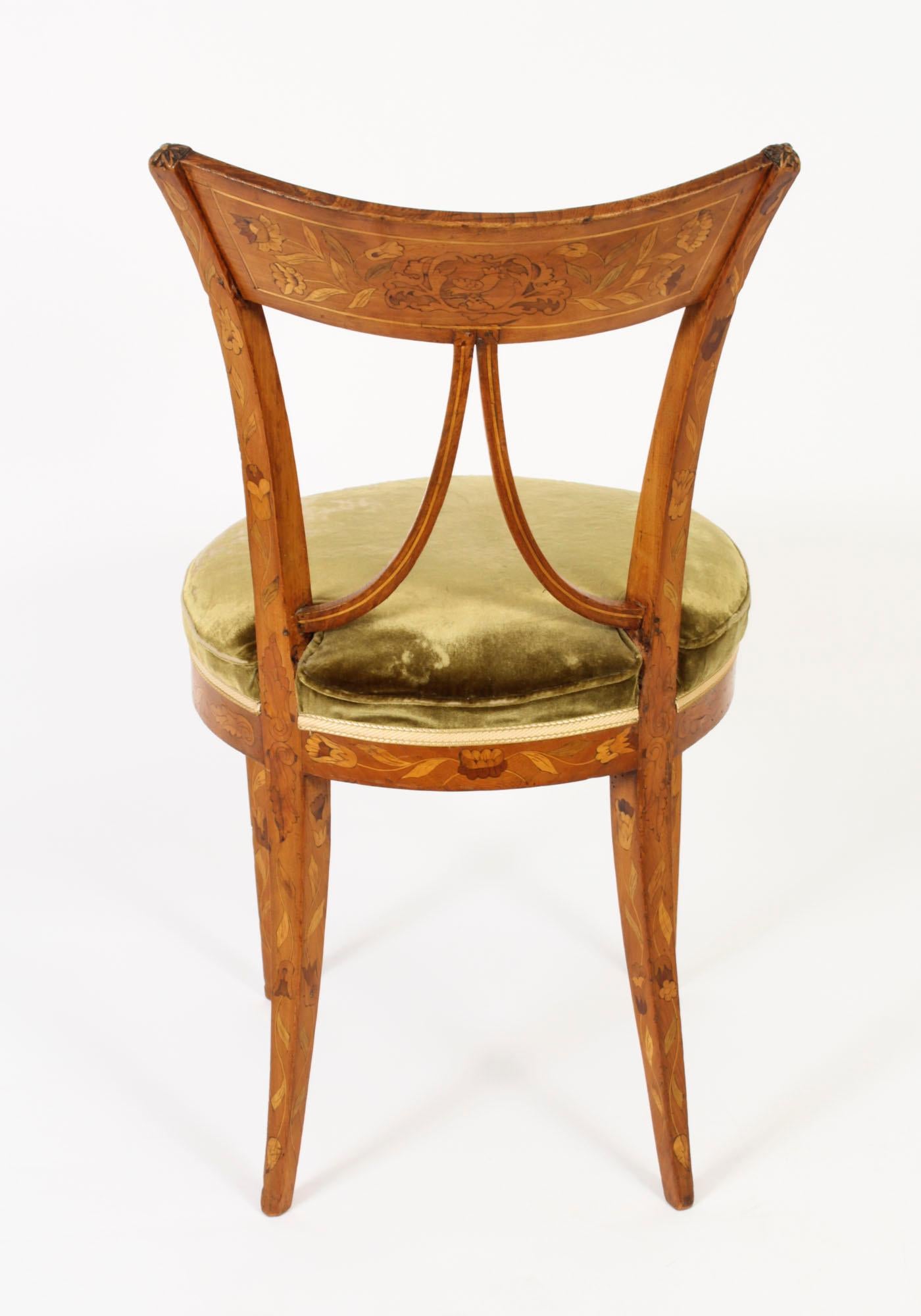 Chaise de bureau hollandaise ancienne en marqueterie de bois de satin 19ème siècle en vente 4