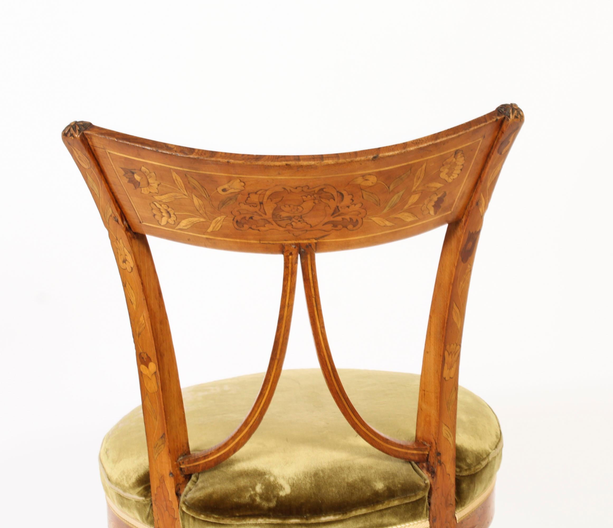 Chaise de bureau hollandaise ancienne en marqueterie de bois de satin 19ème siècle en vente 5