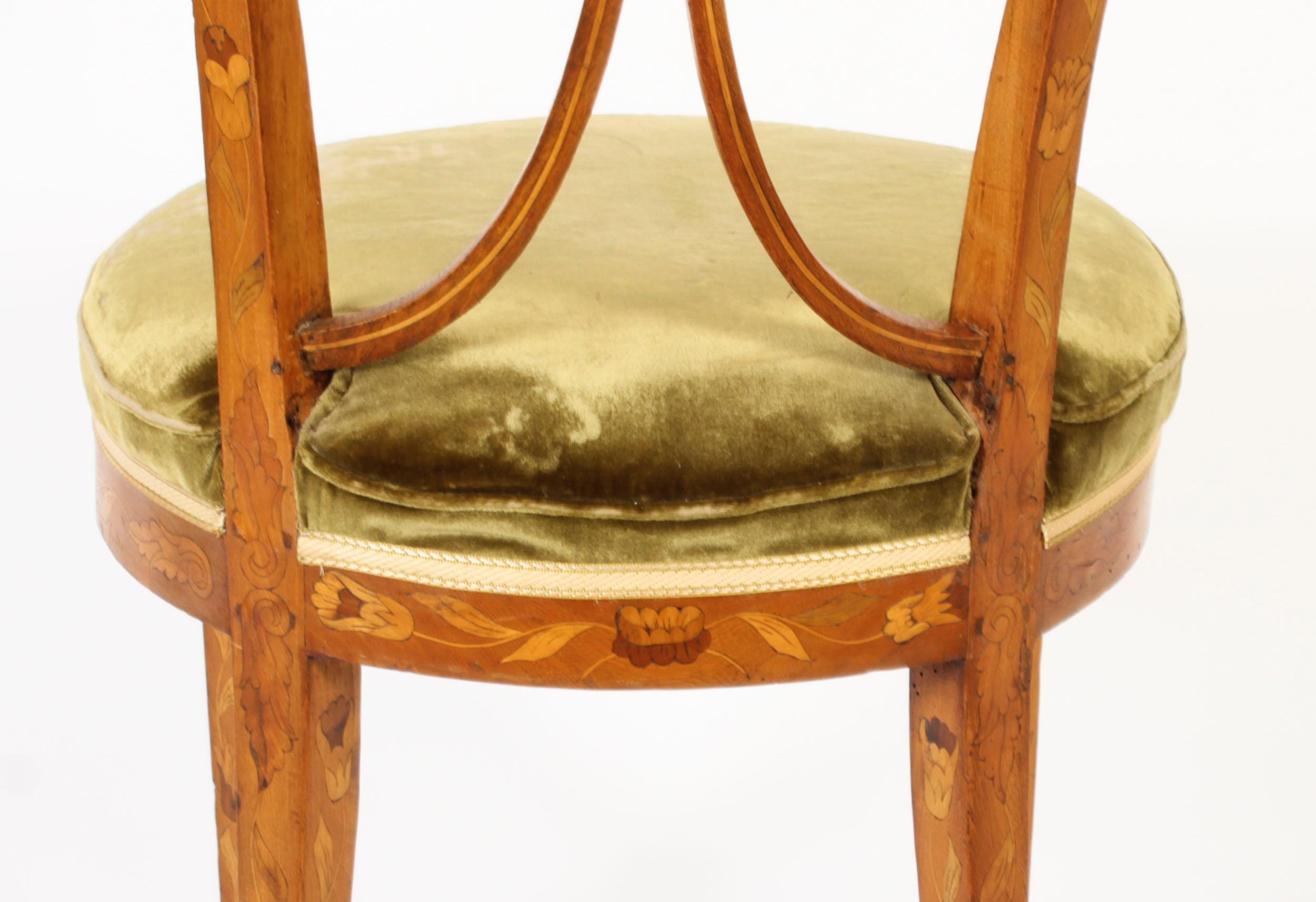 Antique Dutch Satinwood Marquetry Desk Chair 19th Century 9