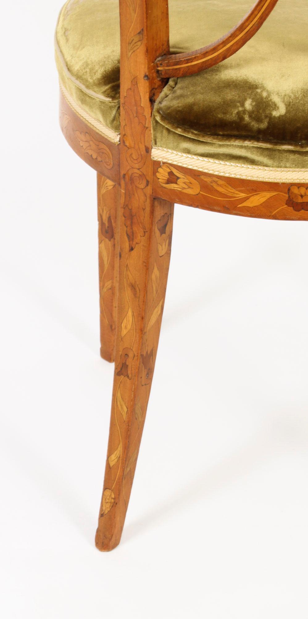 Antiker niederländischer Intarsien-Schreibtischstuhl aus Seidenholz, 19. Jahrhundert 10