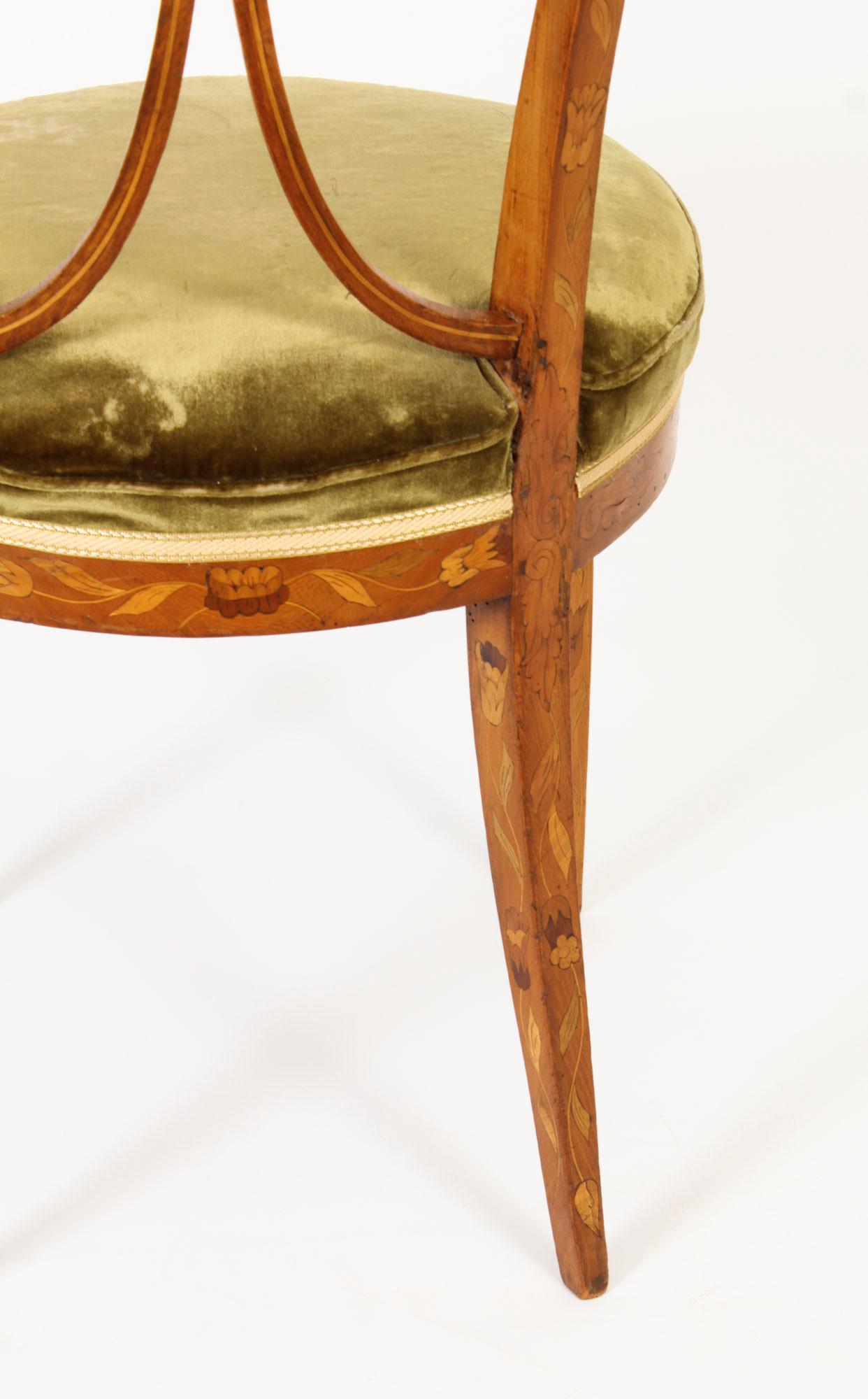 Antique Dutch Satinwood Marquetry Desk Chair 19th Century 11