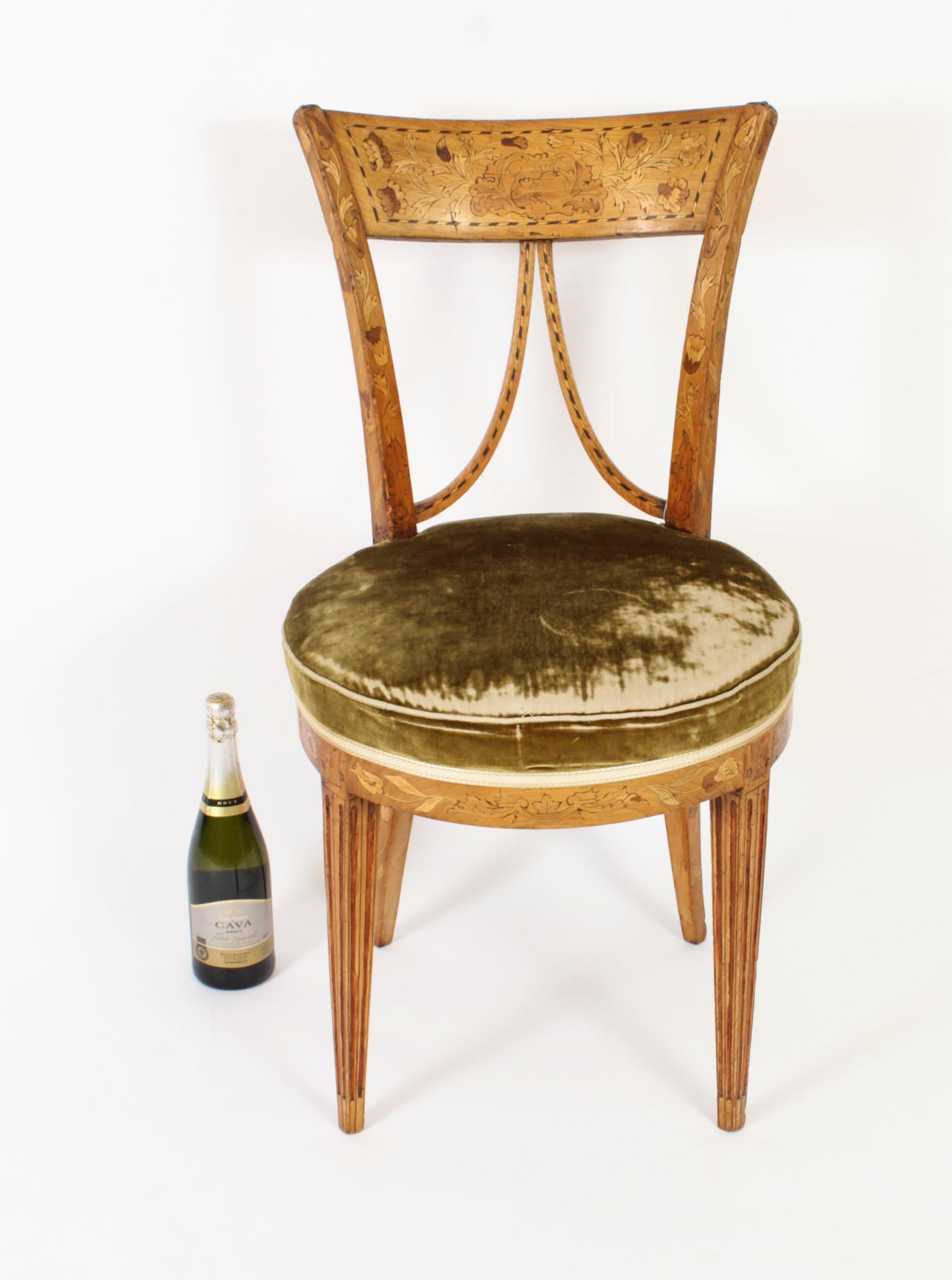 Antique Dutch Satinwood Marquetry Desk Chair 19th Century 12