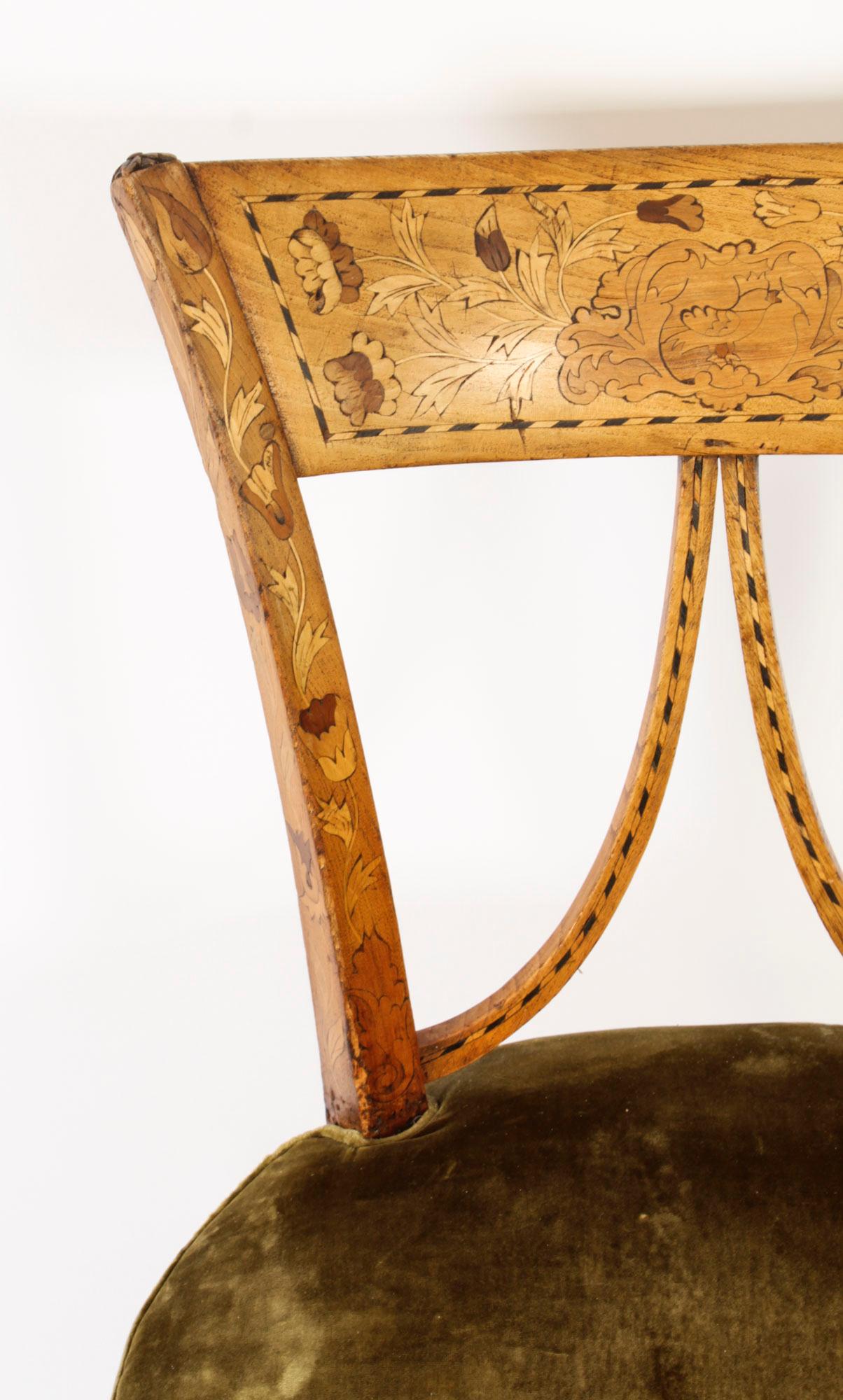 Antique Dutch Satinwood Marquetry Desk Chair 19th Century In Good Condition For Sale In London, GB