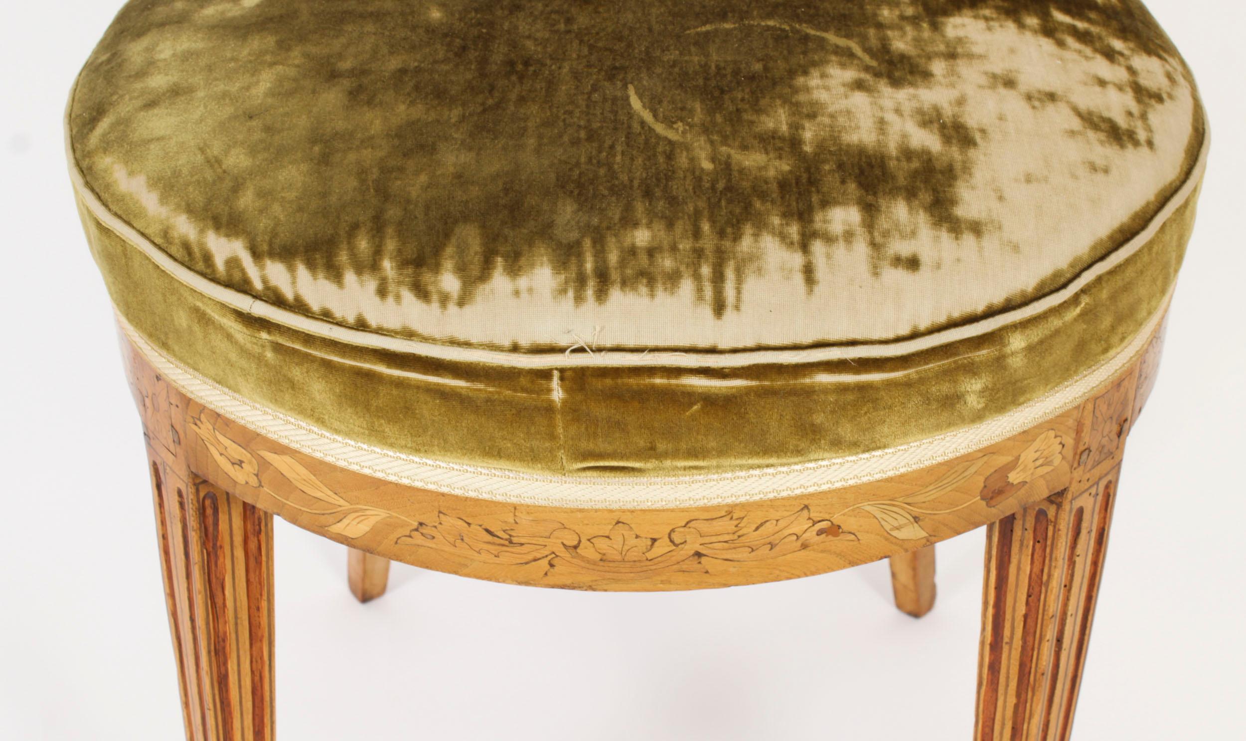 Milieu du XIXe siècle Chaise de bureau hollandaise ancienne en marqueterie de bois de satin 19ème siècle en vente