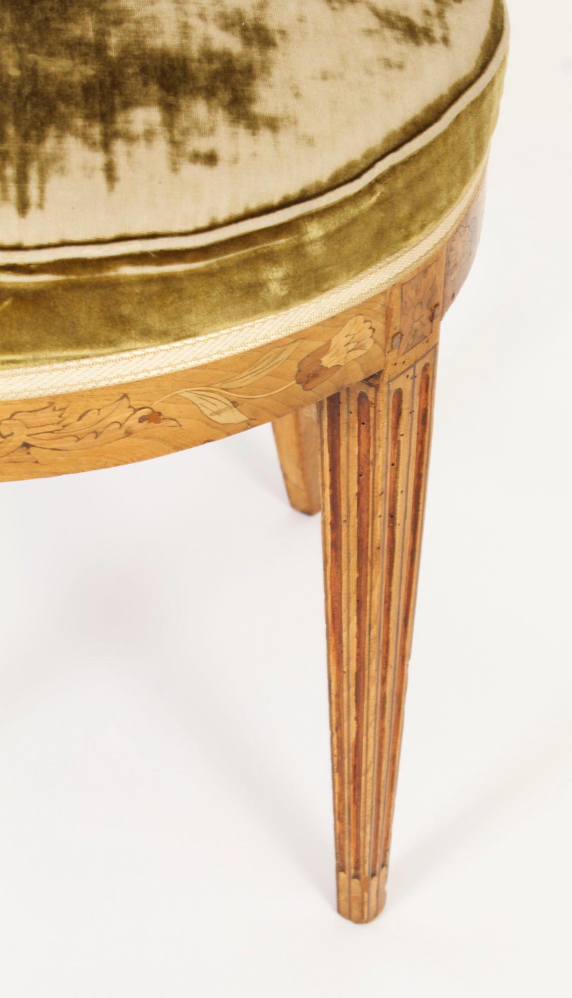 Antiker niederländischer Intarsien-Schreibtischstuhl aus Seidenholz, 19. Jahrhundert 3