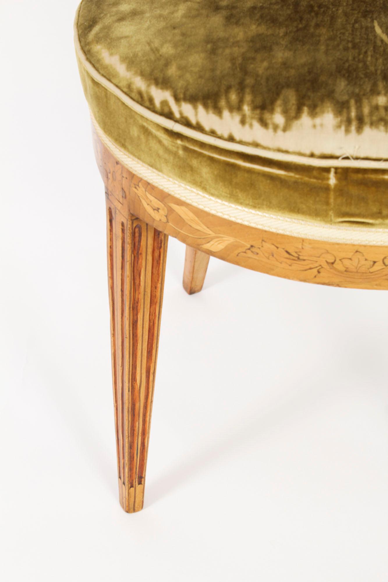 Antiker niederländischer Intarsien-Schreibtischstuhl aus Seidenholz, 19. Jahrhundert 4